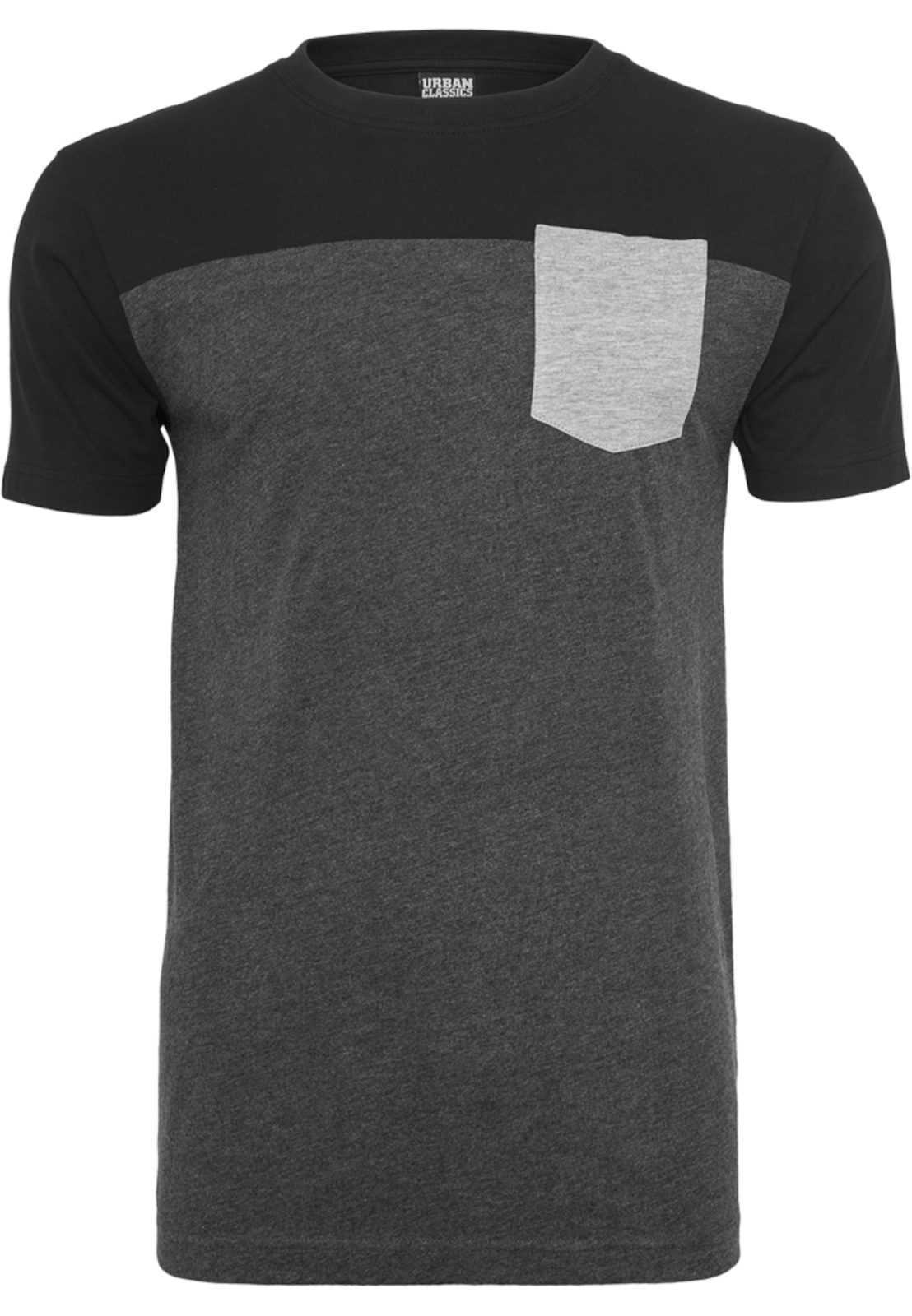 Urban Classics Majica  svetlo siva / temno siva / črna