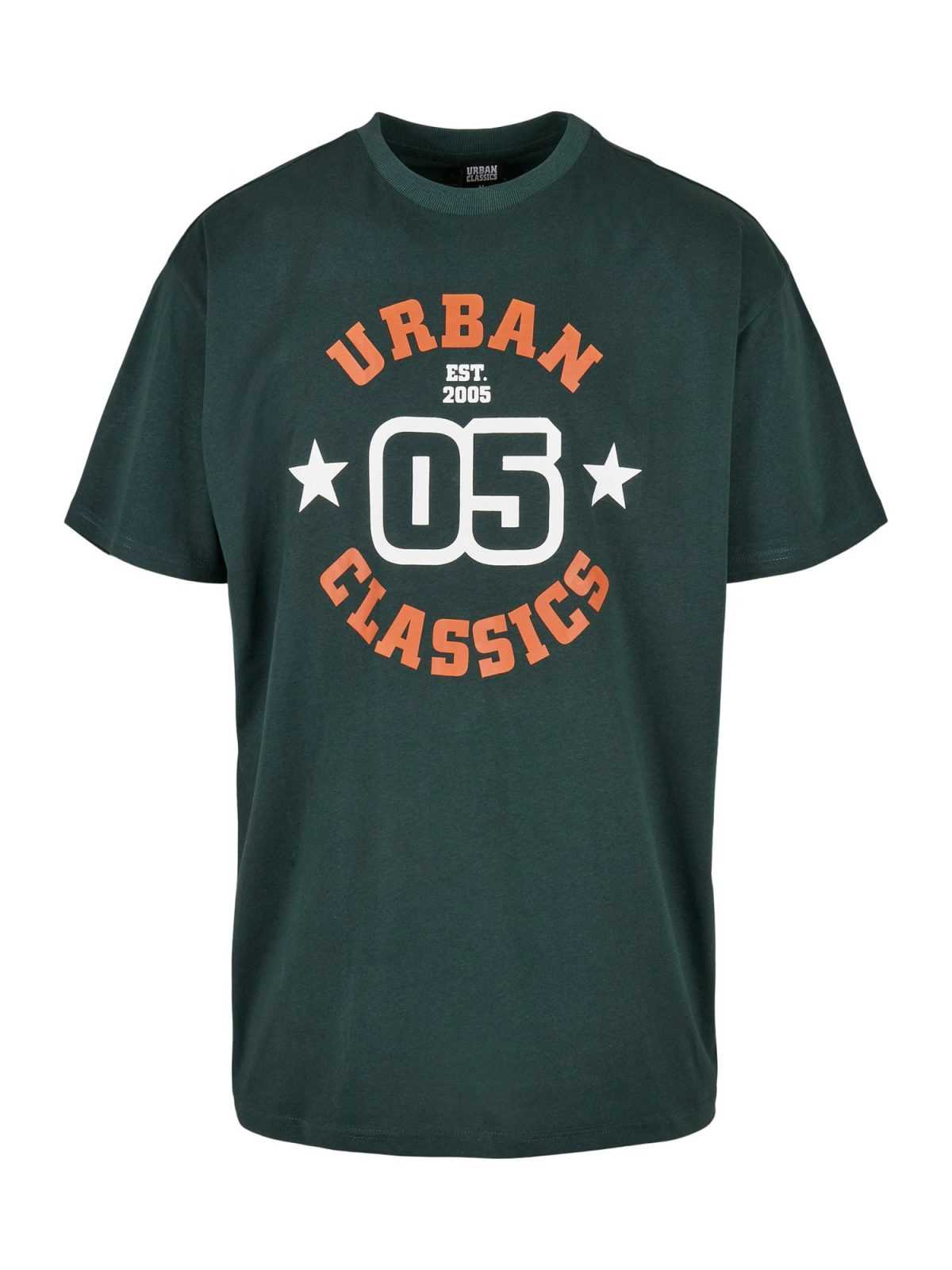 Urban Classics Majica  večbarvno zelena / svetlo oranžna / bela