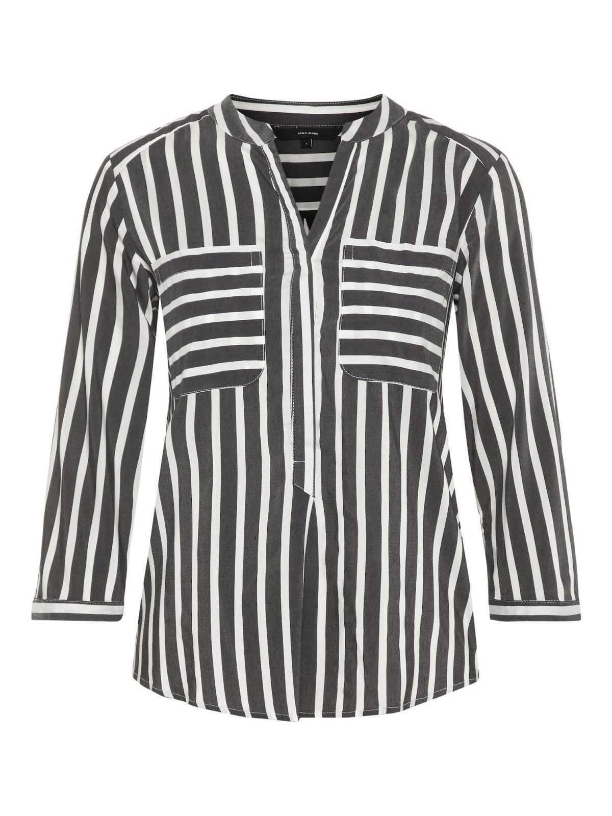 VERO MODA Bluza 'Erika'  antracit / bela