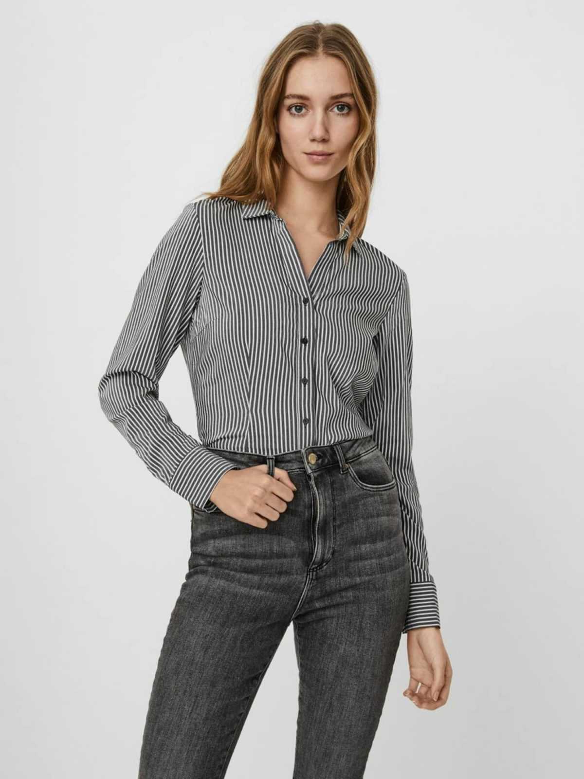 VERO MODA Bodi srajca 'ERIKA'  črna / bela
