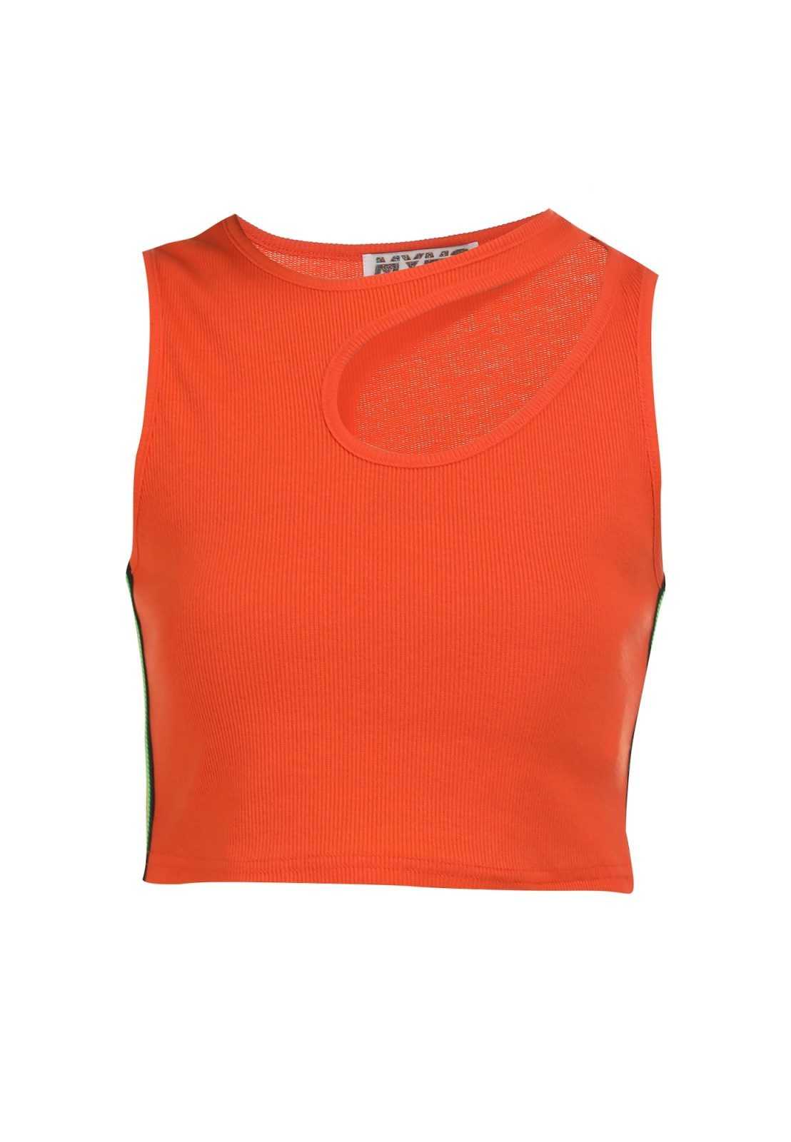 myMo ATHLSR Športni top  neonsko zelena / neonsko oranžna / črna