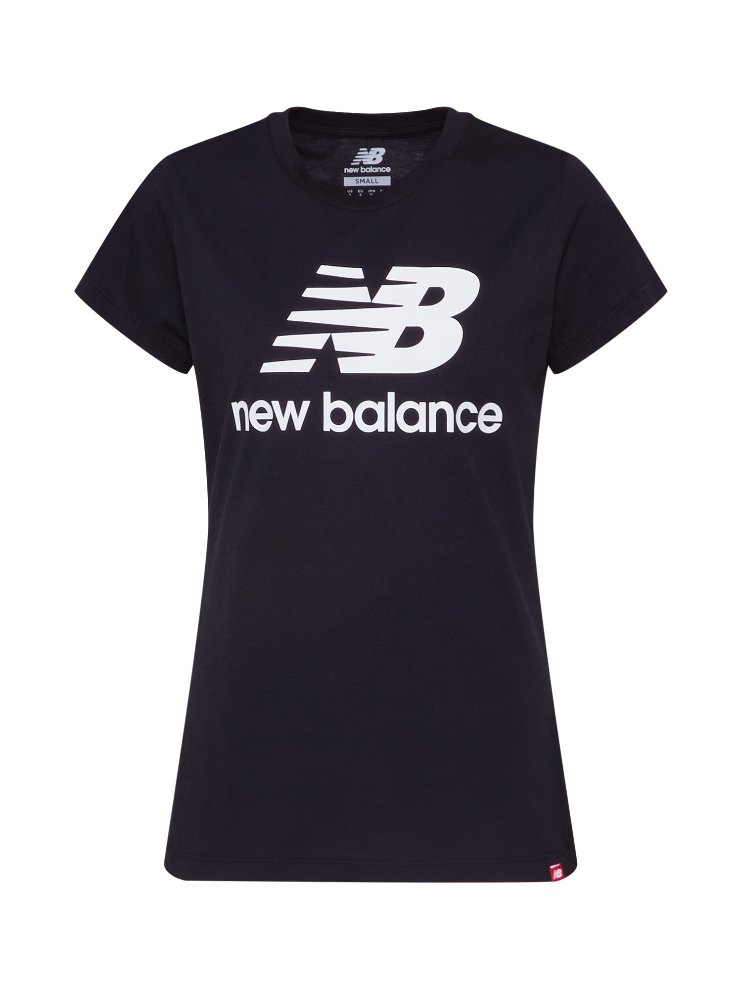 new balance Funkcionalna majica 'Essentials Stacked Logo'  črna / bela