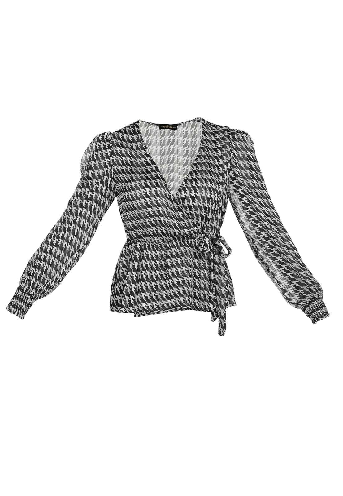 usha BLACK LABEL Bluza  črna / bela