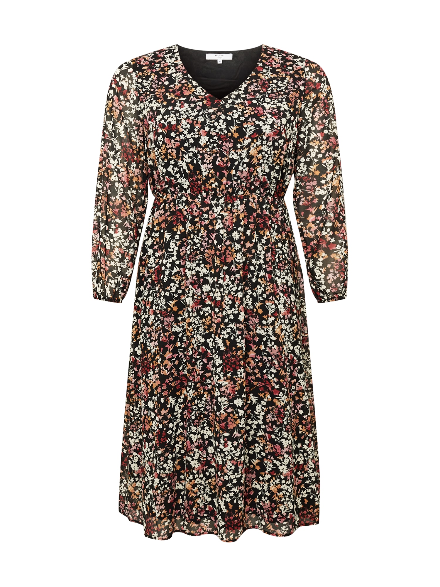 ABOUT YOU Curvy Poletna obleka 'Nia Dress'  rjava / rdeča / črna / bela