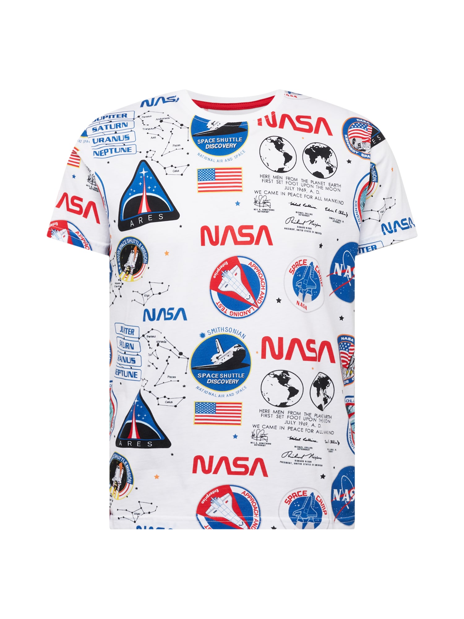 ALPHA INDUSTRIES Majica 'NASA'  nebeško modra / rumena / ognjeno rdeča / črna / bela