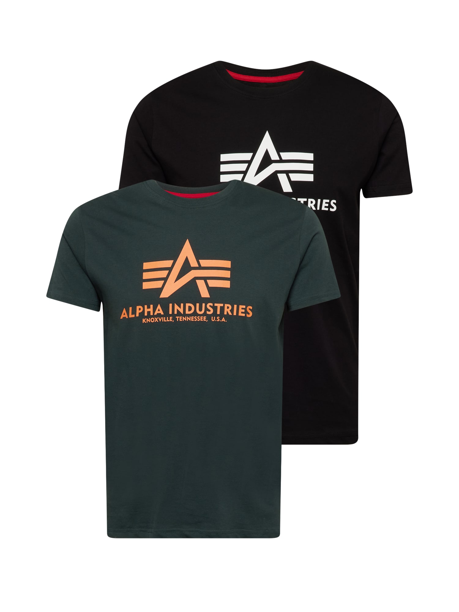 ALPHA INDUSTRIES Majica  jelka / svetlo oranžna / črna / bela