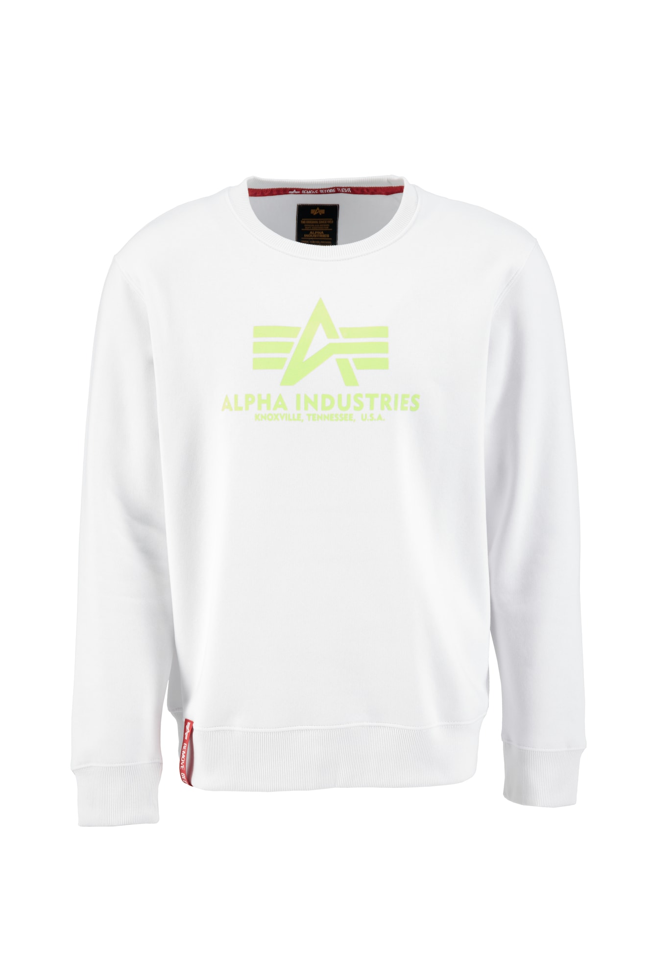 ALPHA INDUSTRIES Majica  neonsko zelena / bela
