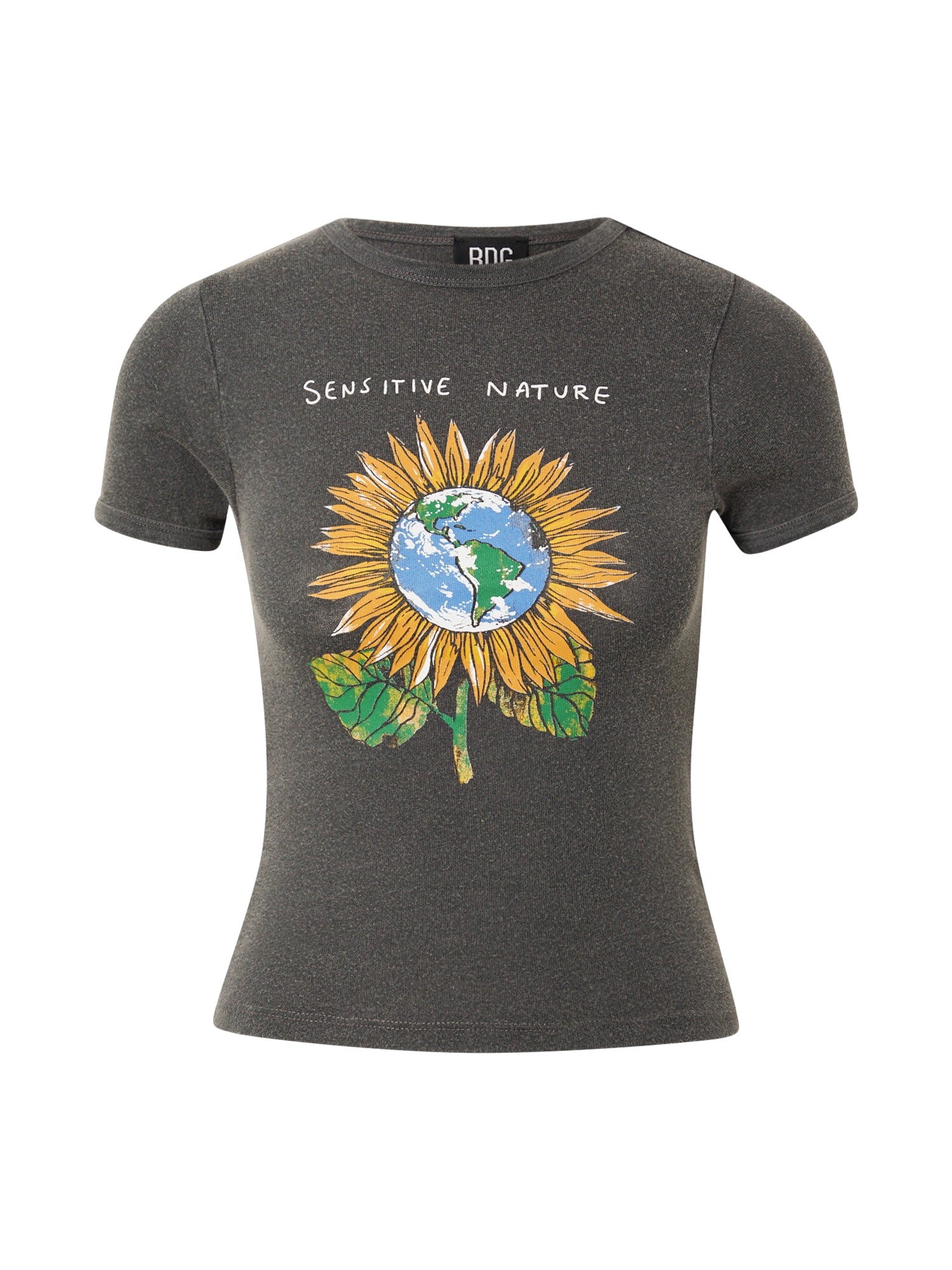 BDG Urban Outfitters Majica 'SENSITIVE NATURE BABY'  temno siva / mešane barve