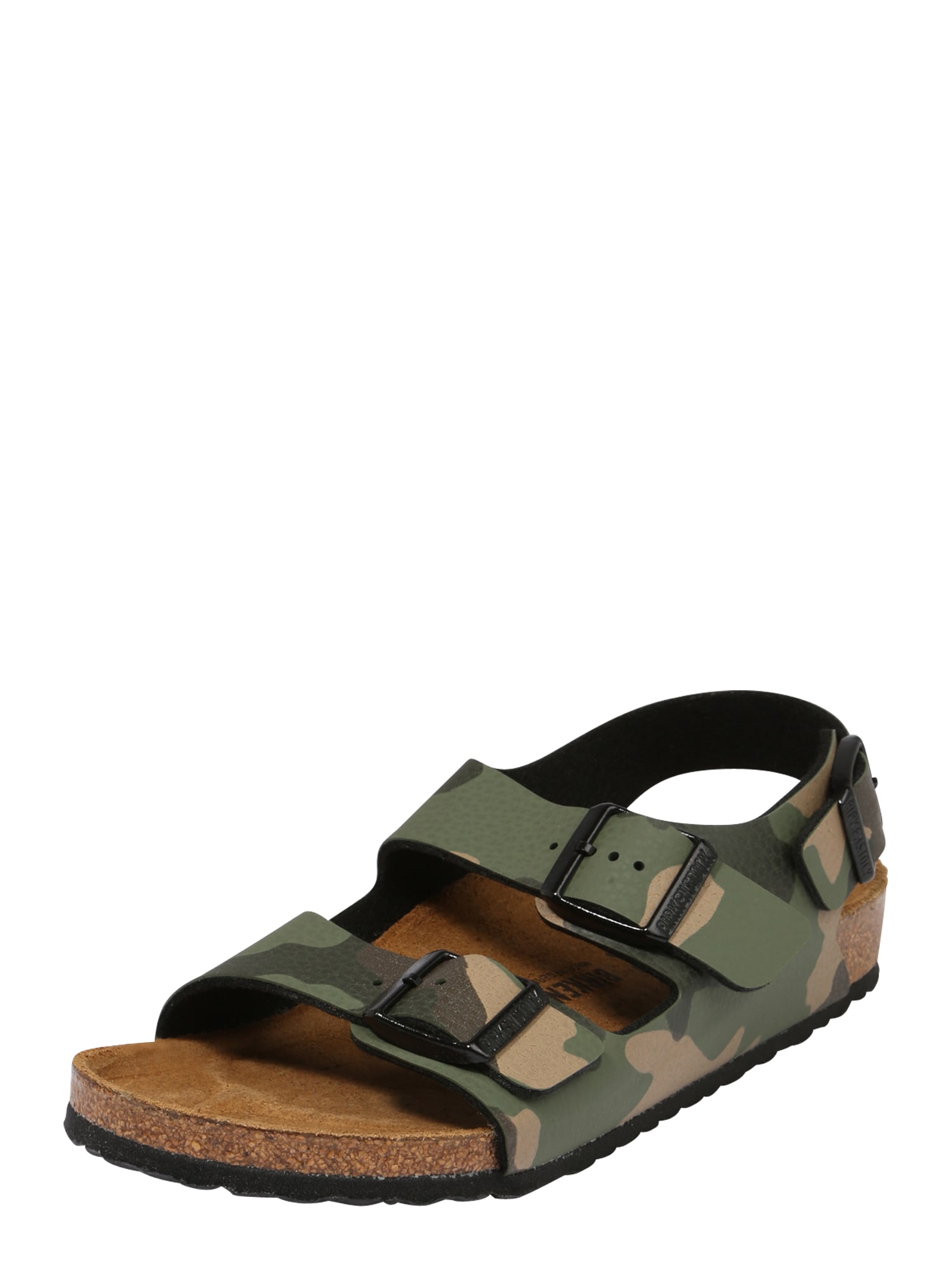 BIRKENSTOCK Odprti čevlji 'Milano'  svetlo rjava / kaki / temno zelena