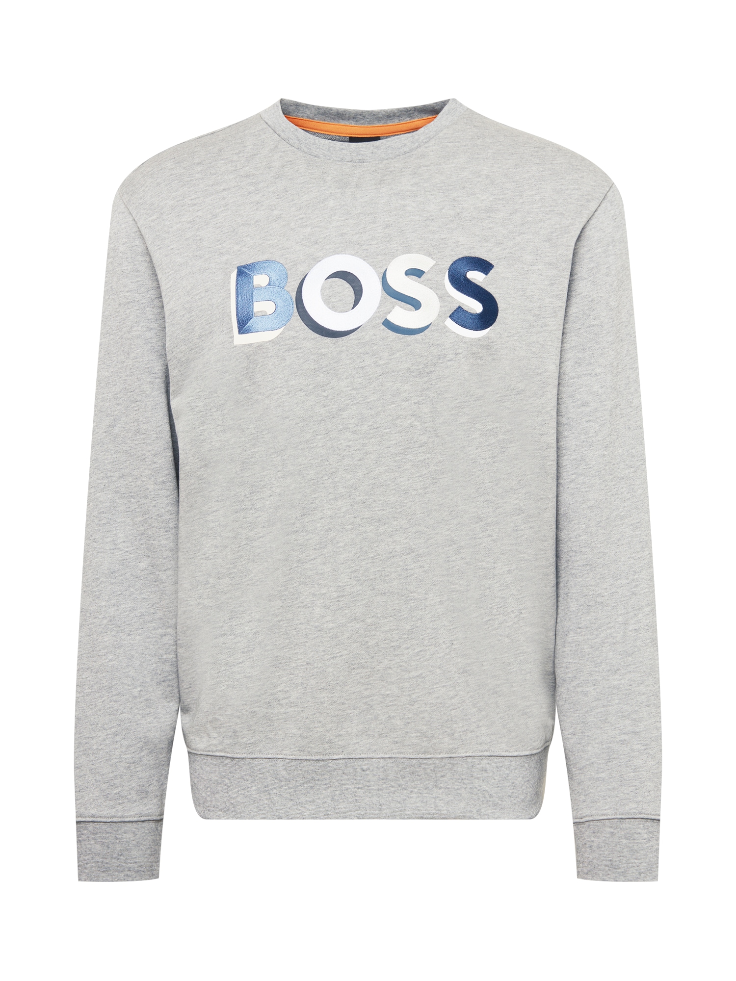 BOSS Orange Majica  modra / srebrno-siva / bela