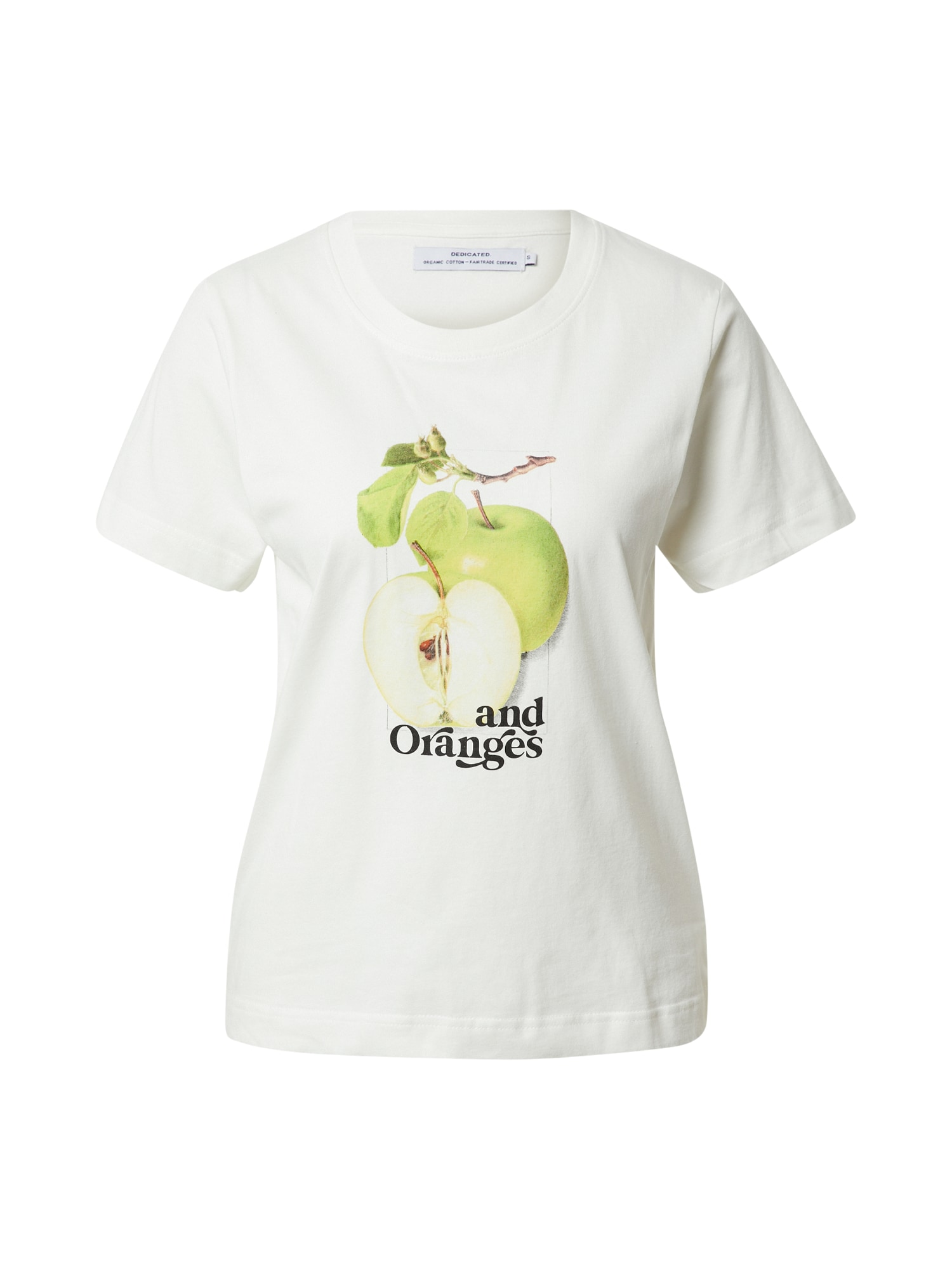 DEDICATED. Majica 'Mysen Apples'  brokat / jabolko / svetlo zelena / črna / bela