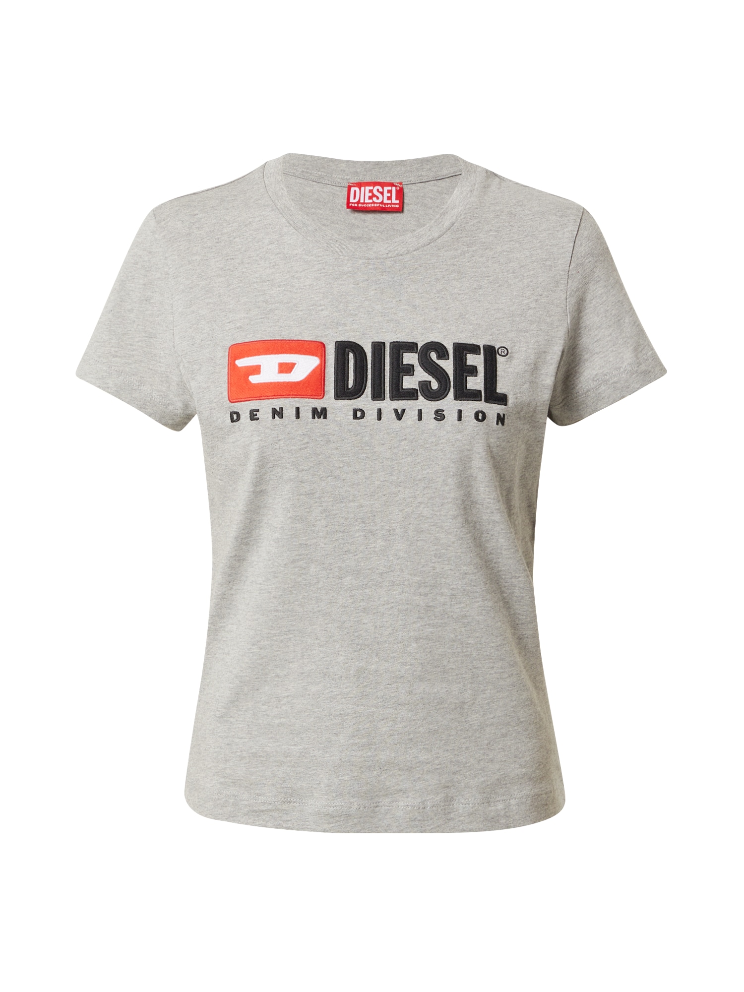 DIESEL Majica  siva / oranžno rdeča / črna / bela