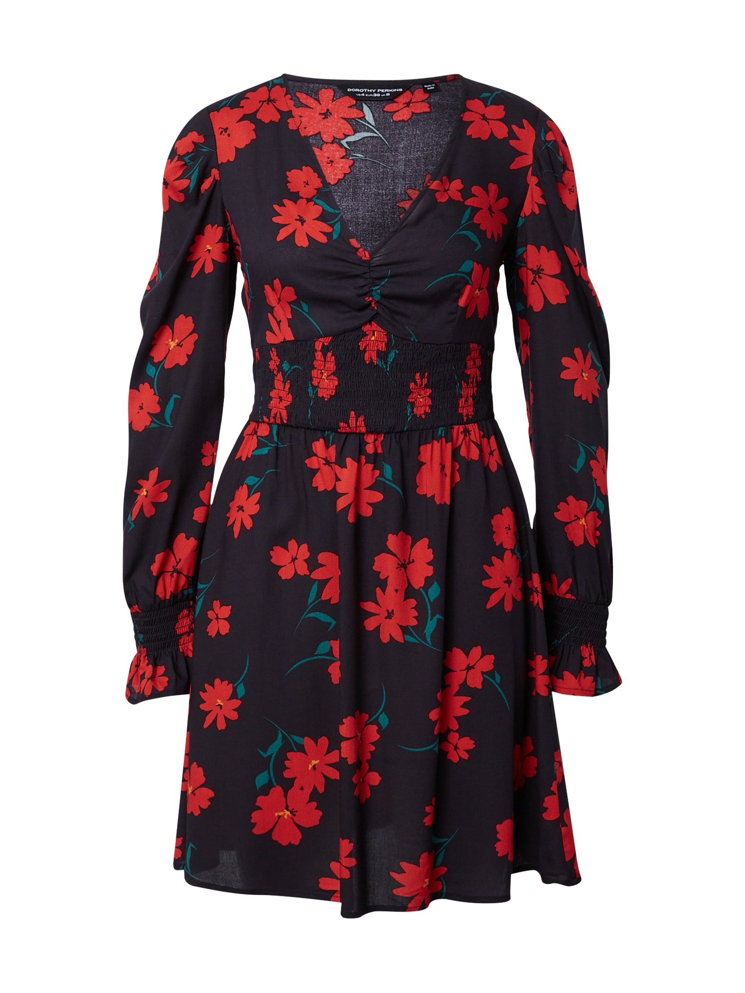 Dorothy Perkins Koktejl obleka  smaragd / rdeča / črna