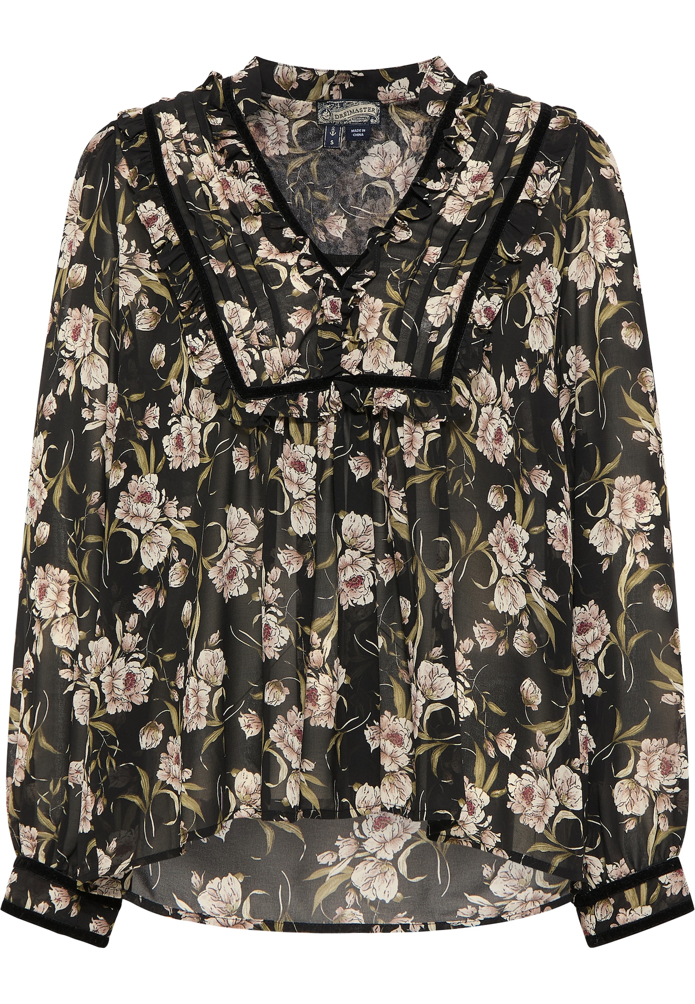 DreiMaster Vintage Bluza  bež / krvavo rdeča / črna