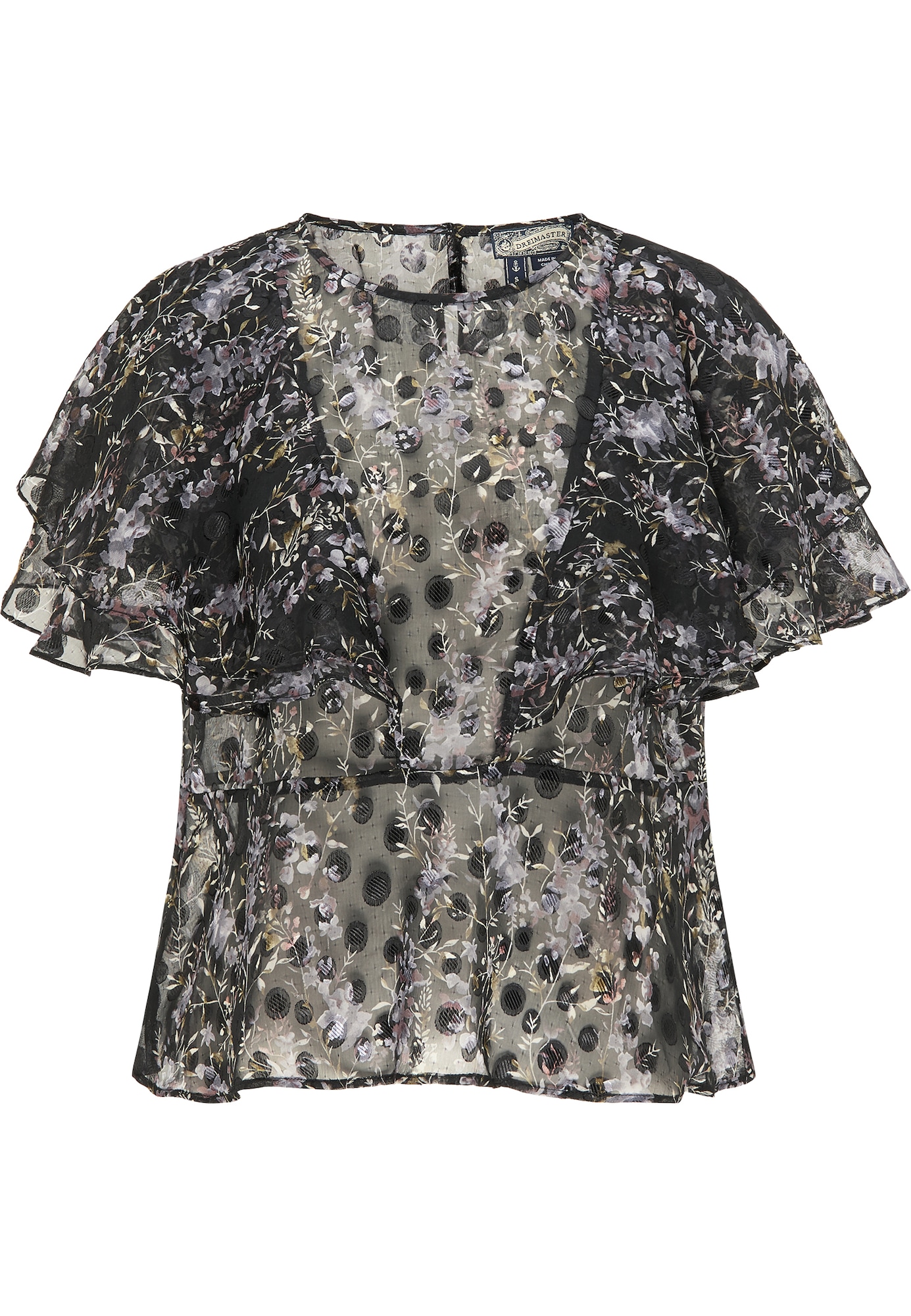 DreiMaster Vintage Bluza  siva / roza / črna / bela