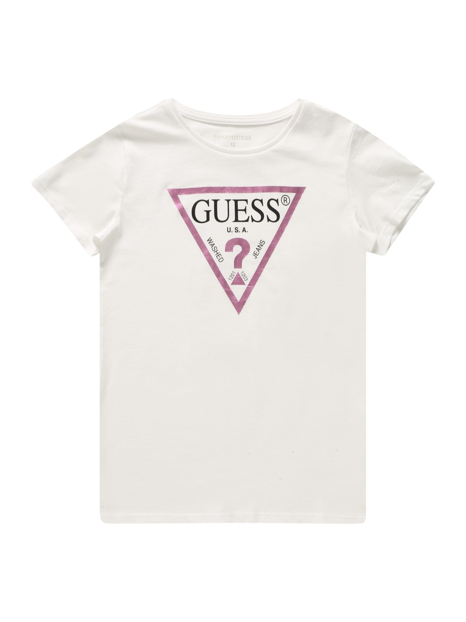 GUESS Majica  jagoda / črna / bela