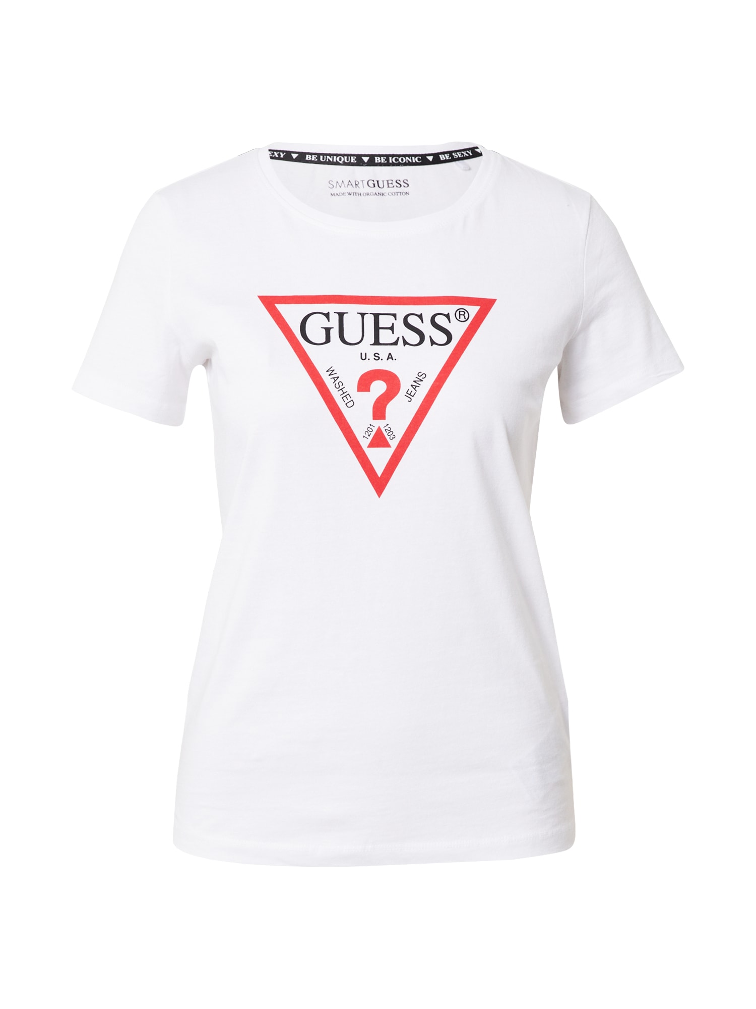 GUESS Majica  rdeča / črna / bela