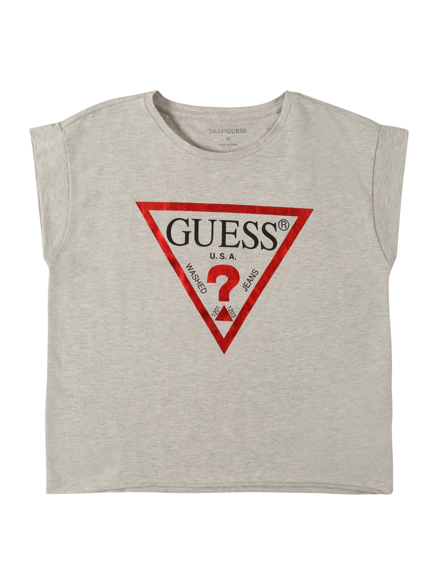 GUESS Majica  siva / rdeča / črna