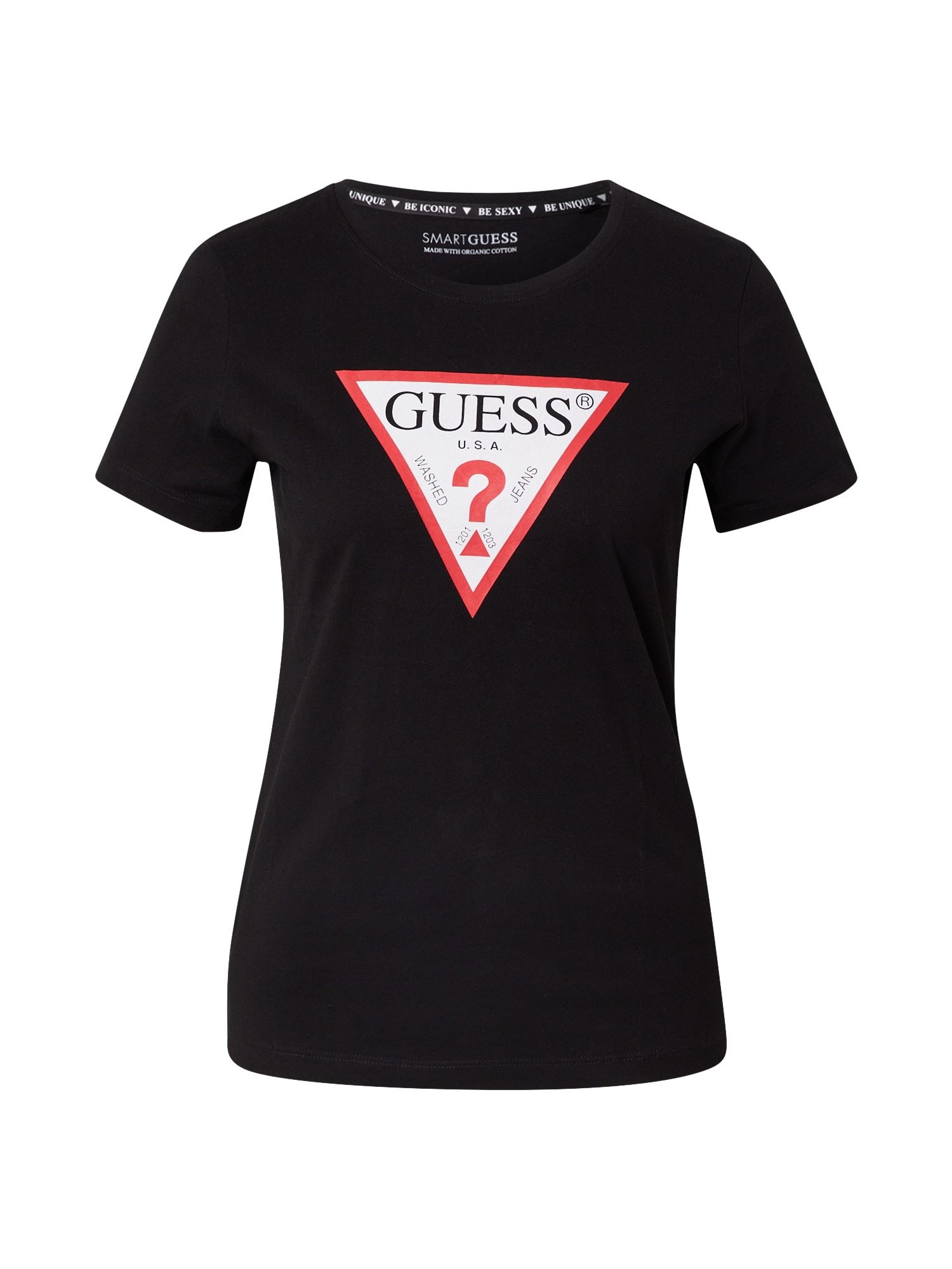 GUESS Majica  svetlo rdeča / črna / bela