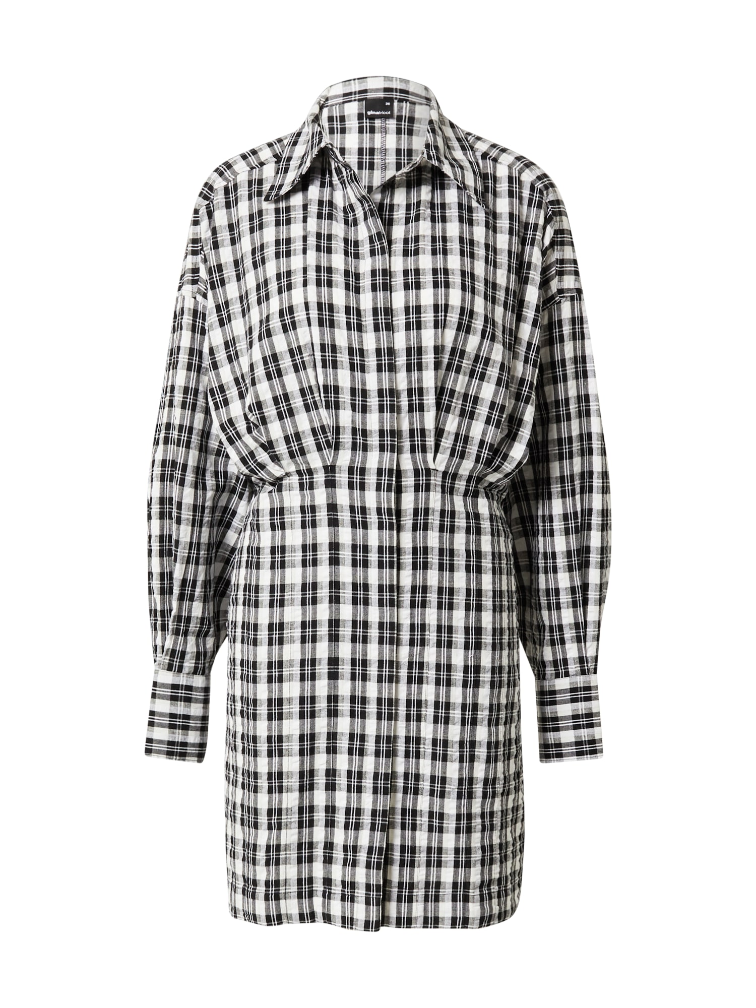 Gina Tricot Dolga srajca 'Loana'  črna / bela