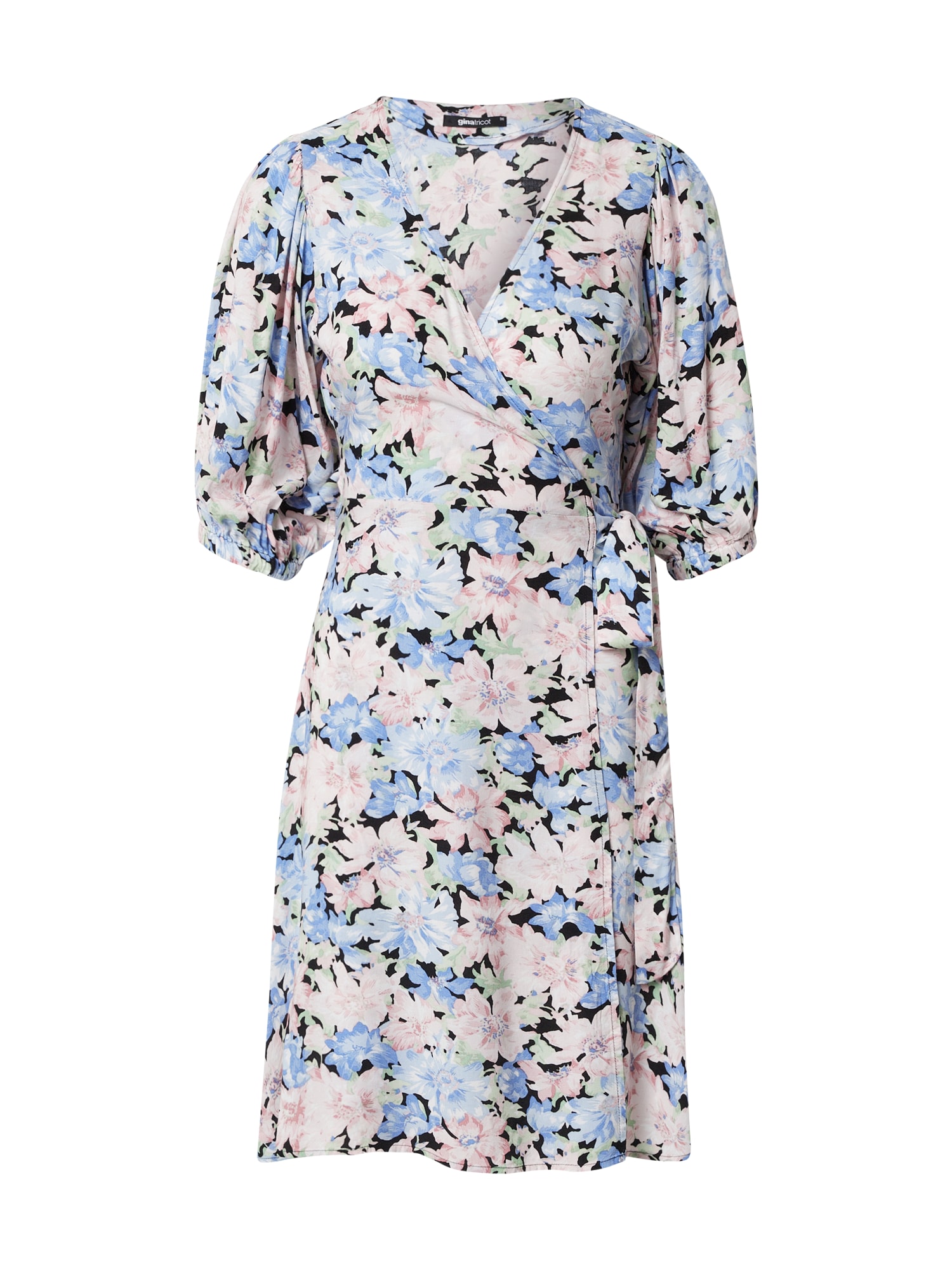 Gina Tricot Obleka 'Dita'  svetlo modra / pastelno zelena / svetlo roza / črna