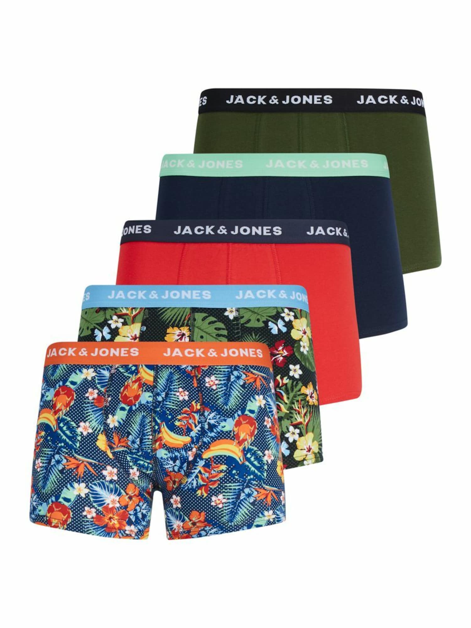 JACK & JONES Boksarice  modra / oliva / rdeča / bela