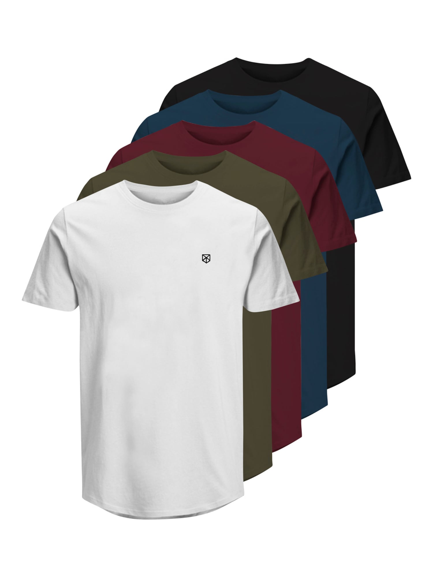 JACK & JONES Majica 'BRODY'  mornarska / kaki / burgund / črna / bela