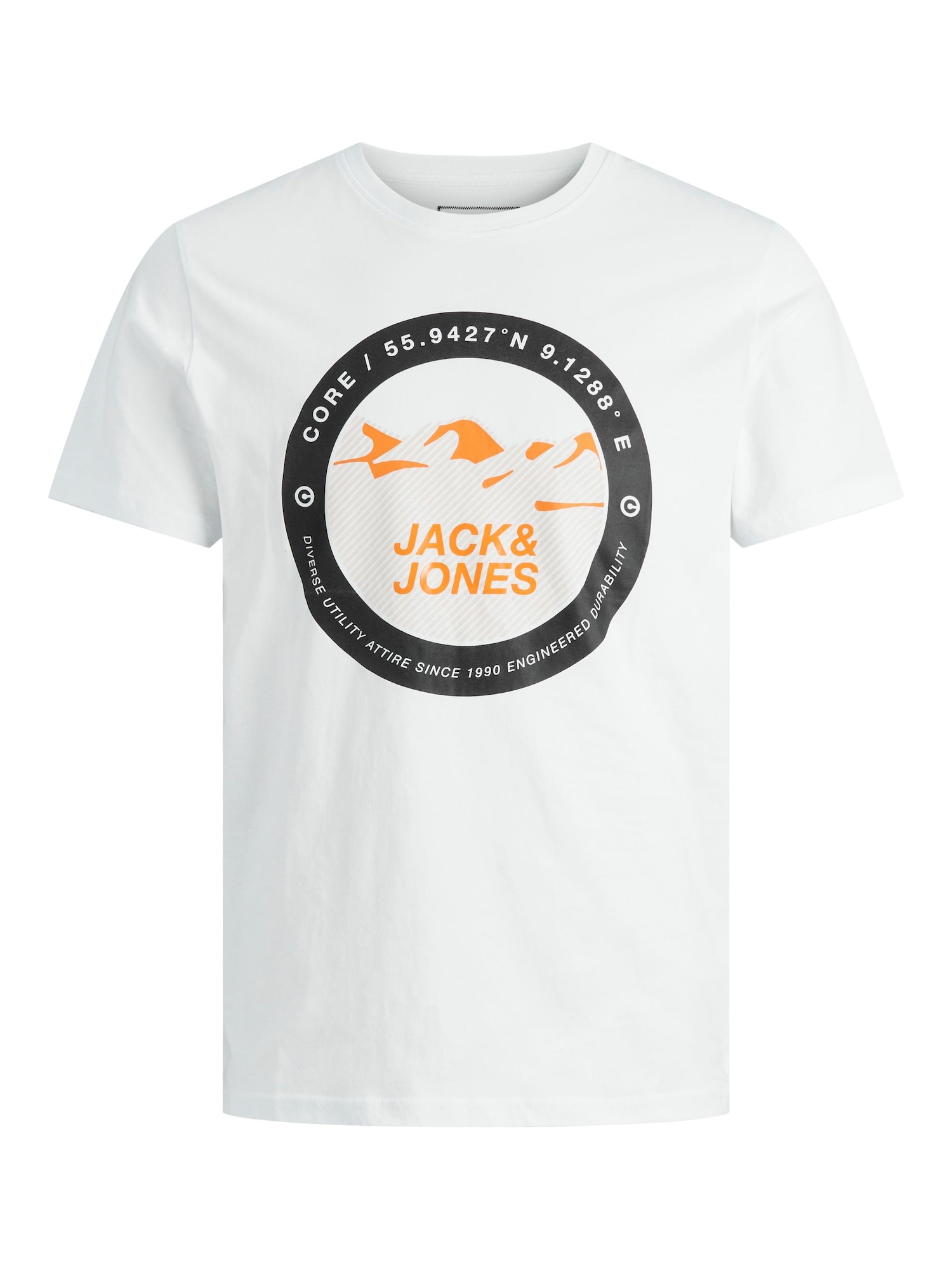 JACK & JONES Majica 'Bilo'  oranžna / črna / bela