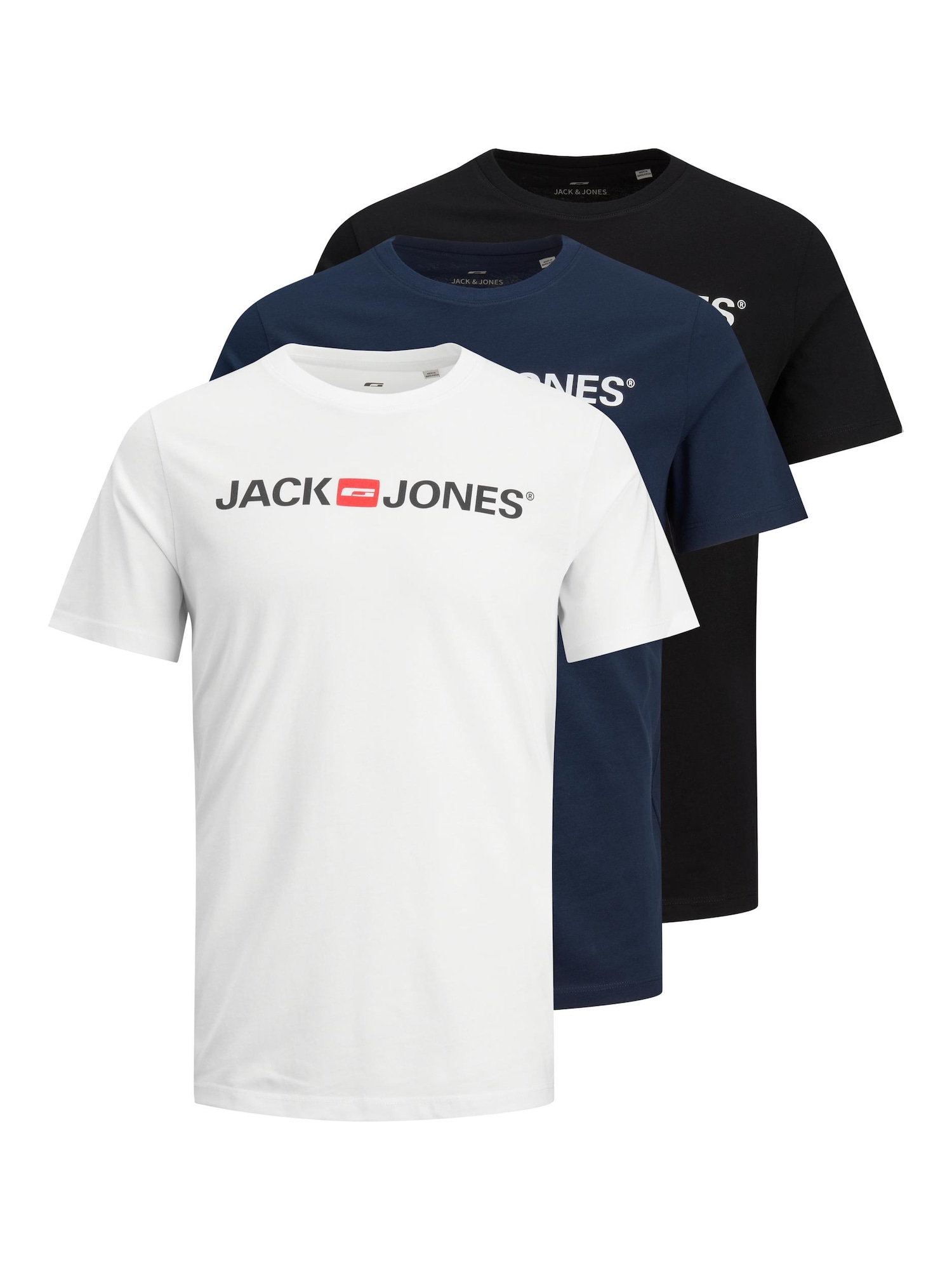 JACK & JONES Majica  mornarska / oranžno rdeča / črna / bela