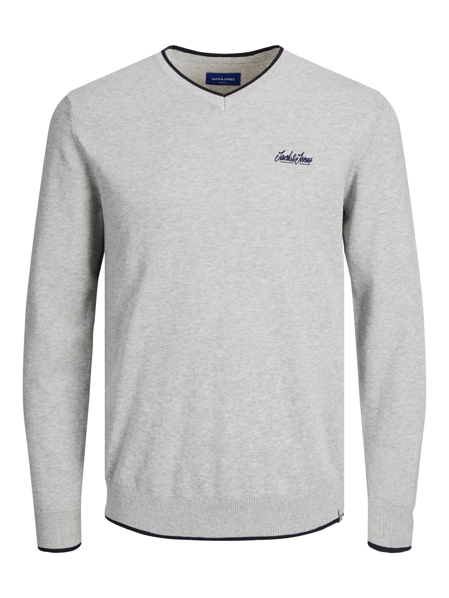 JACK & JONES Pulover 'Tons'  pegasto siva / črna
