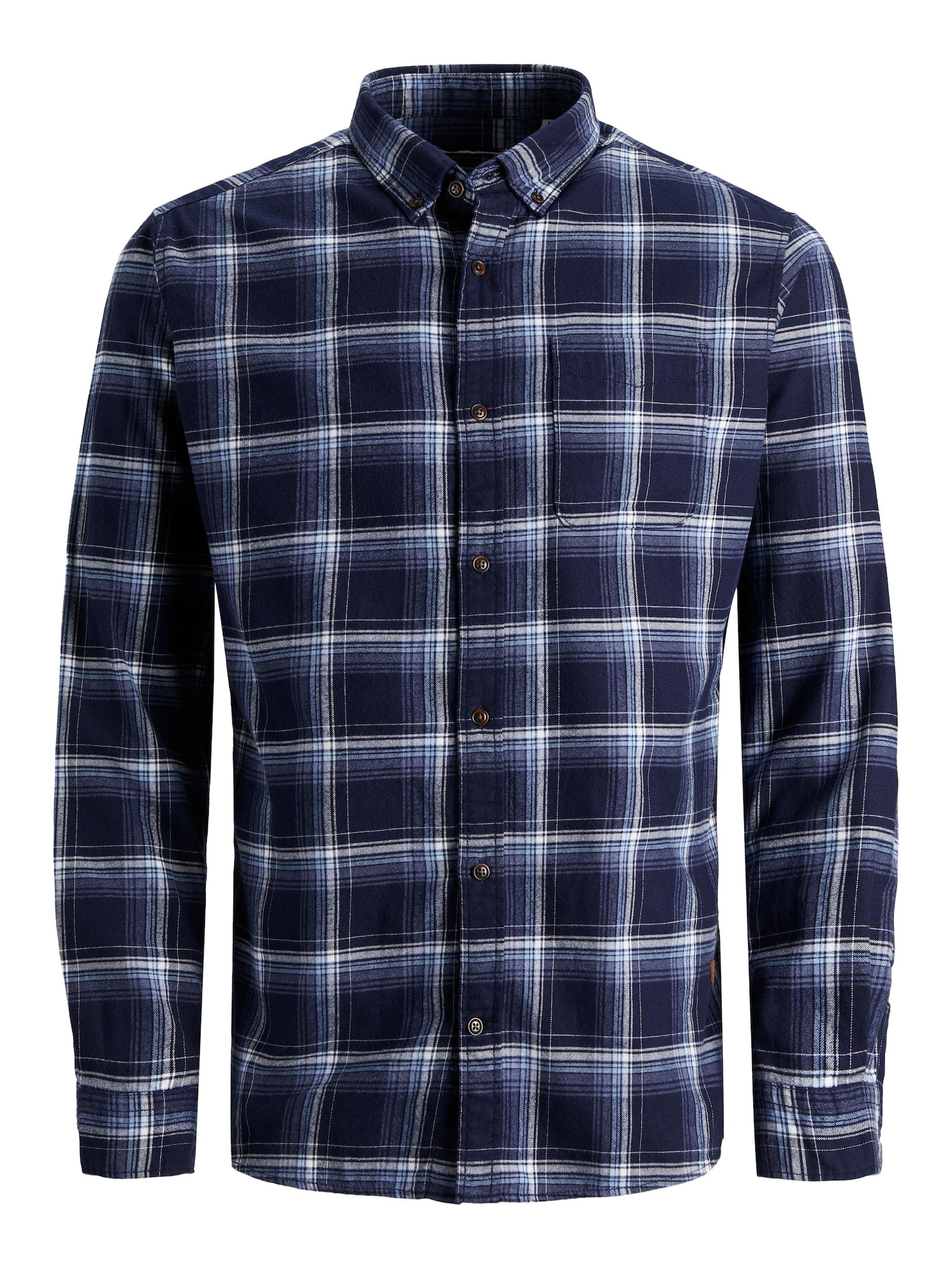 JACK & JONES Srajca 'Denver'  mornarska / svetlo modra / bela
