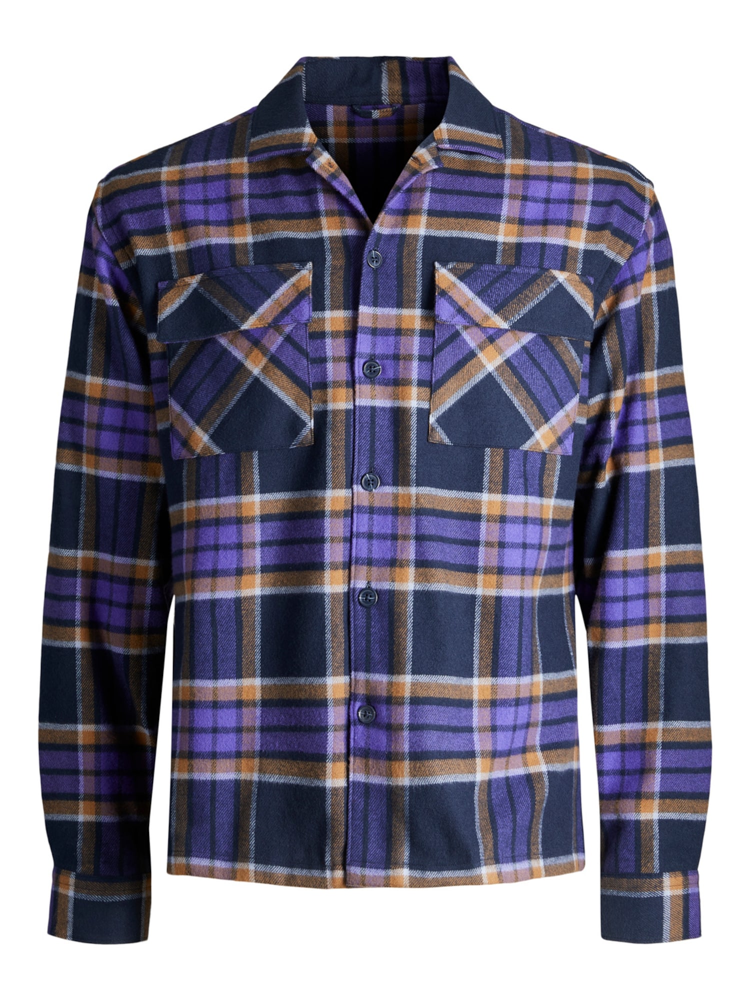 JACK & JONES Srajca  temno modra / konjak / lila / bela