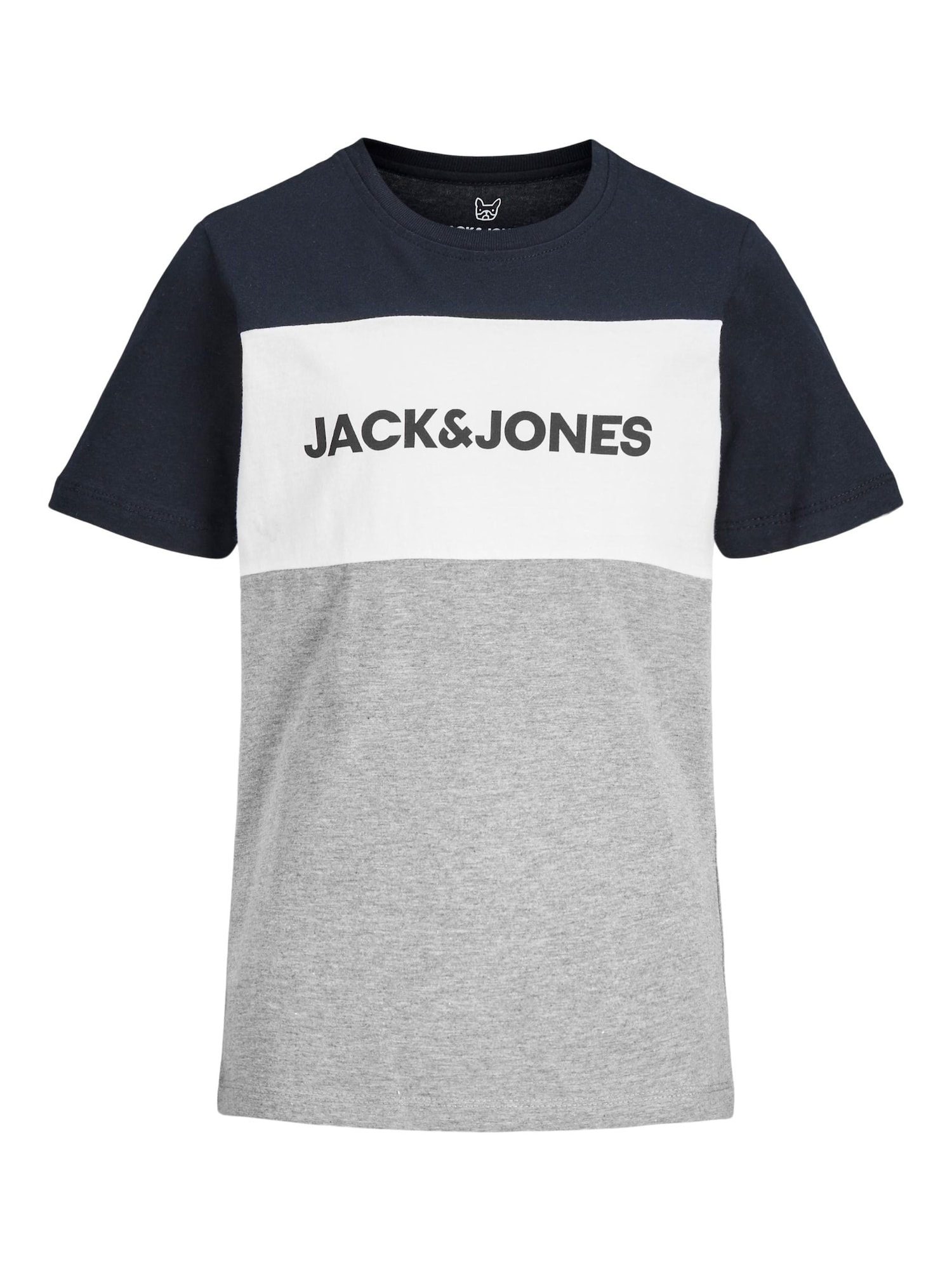 Jack & Jones Junior Majica  nočno modra / pegasto siva / bela