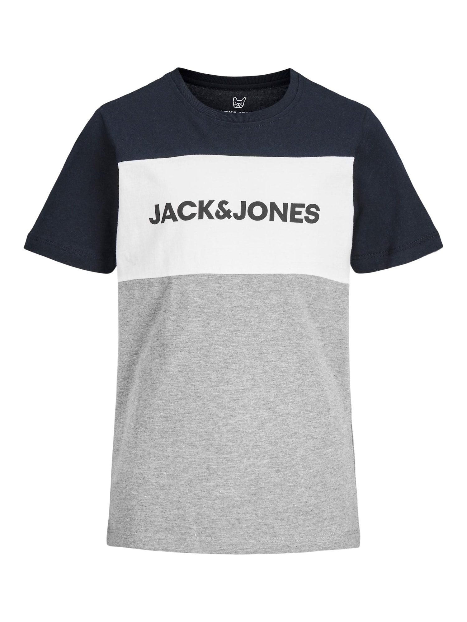 Jack & Jones Junior Majica  nočno modra / pegasto siva / bela
