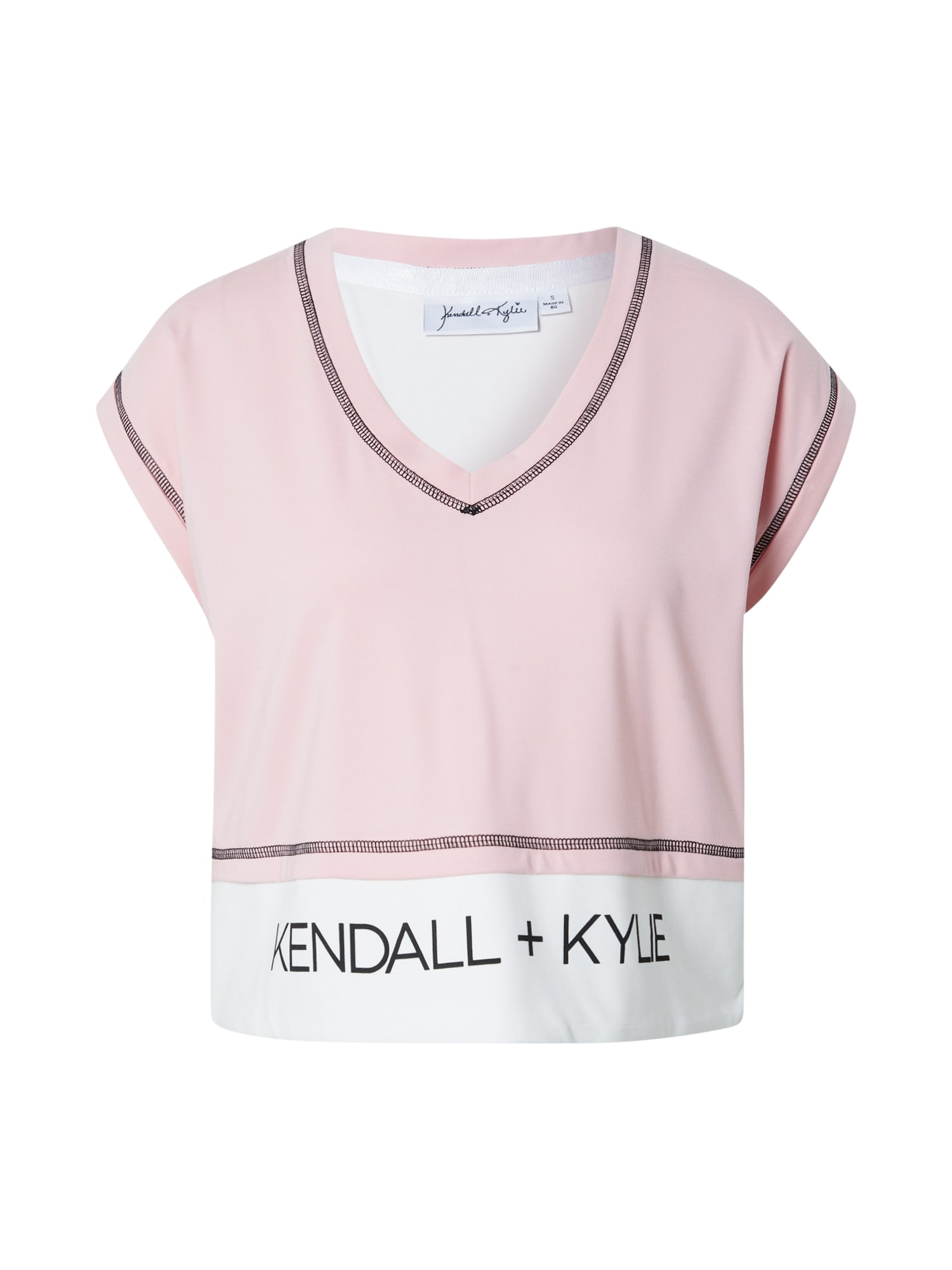 KENDALL + KYLIE Majica  svetlo roza / črna / bela
