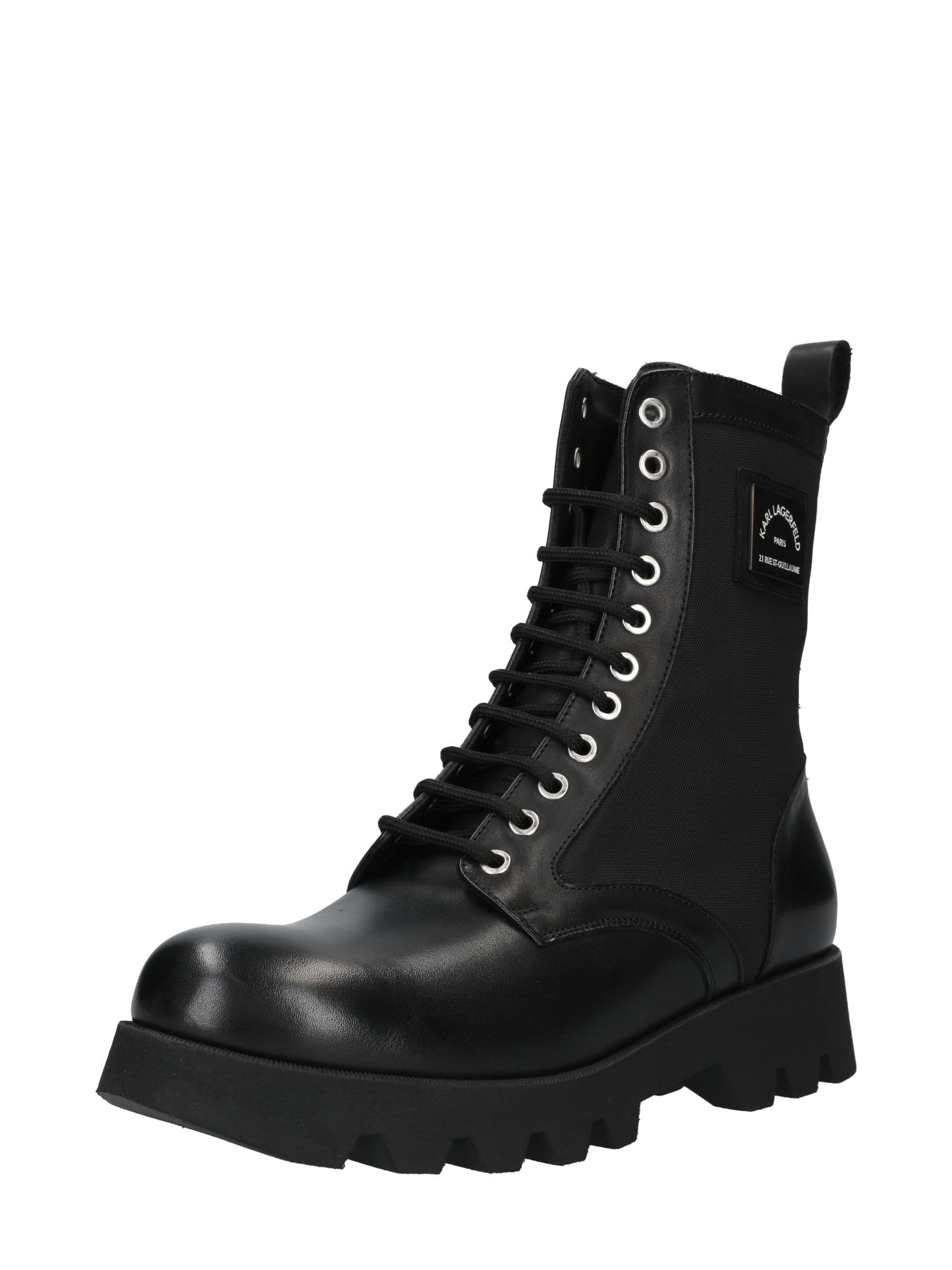 Karl Lagerfeld Škornji z vezalkami 'TERRA FIRMA'  črna / bela