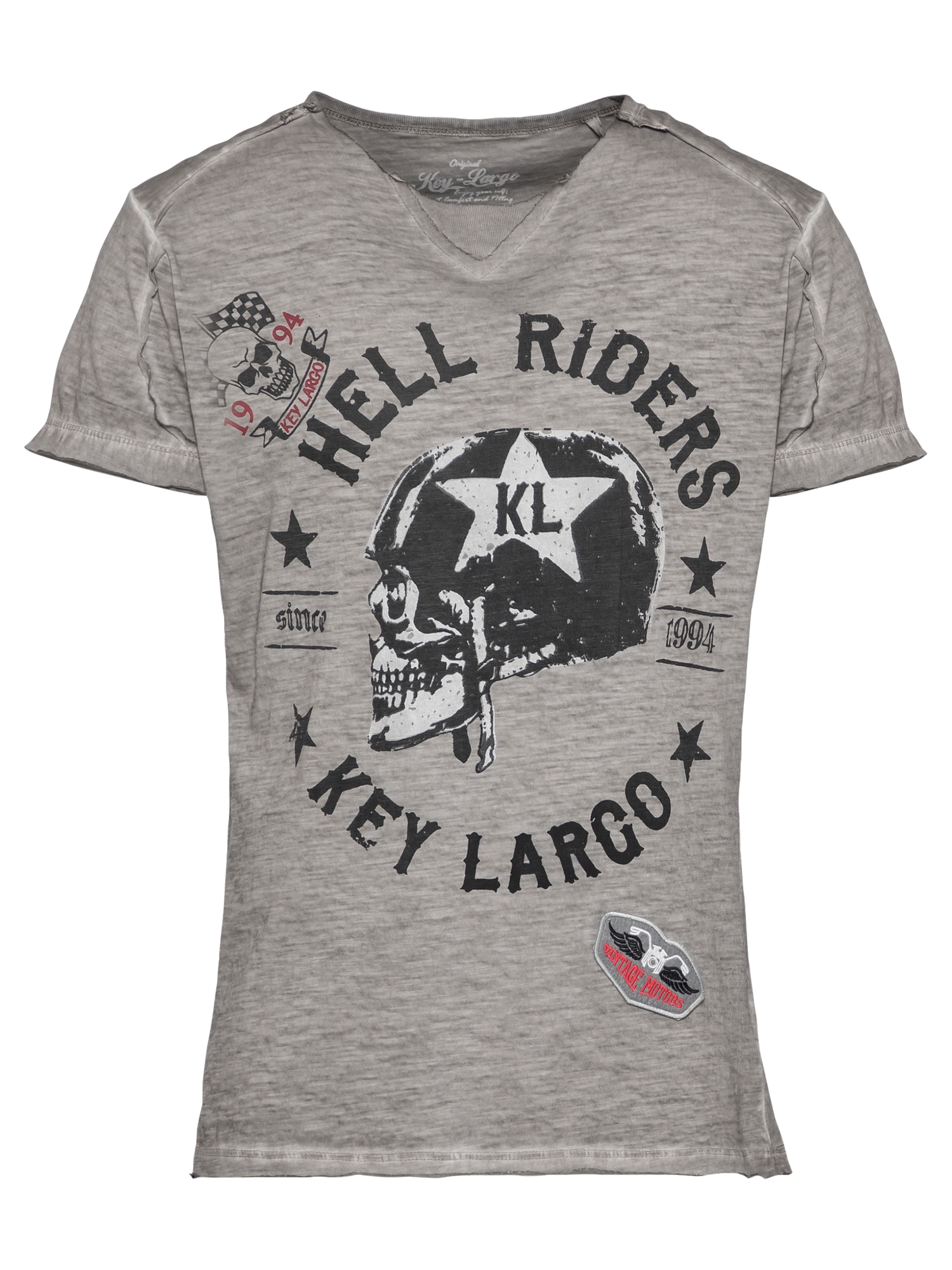 Key Largo Majica 'HELL RIDERS'  greige / črna