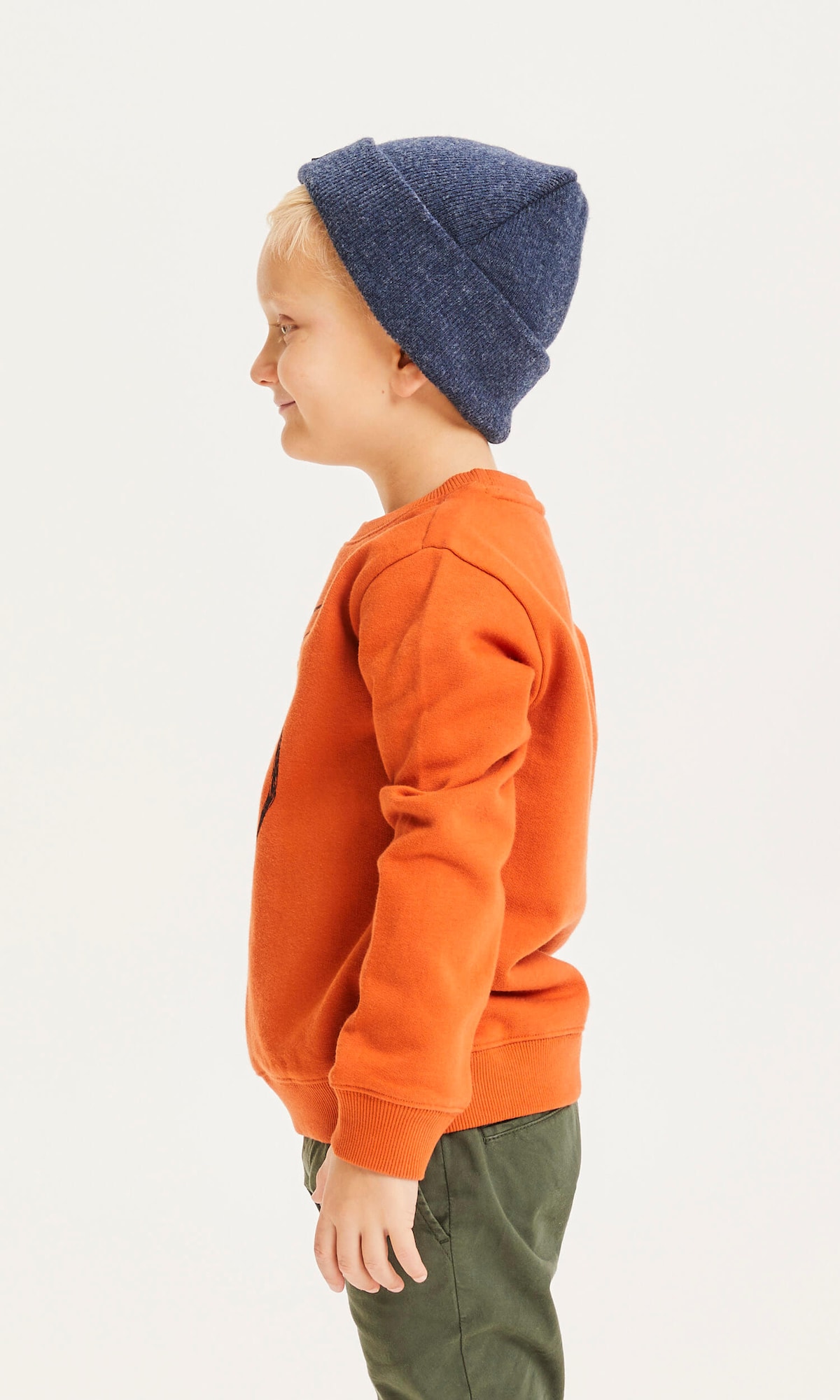 KnowledgeCotton Apparel Majica 'Lotus'  modra / oranžno rdeča