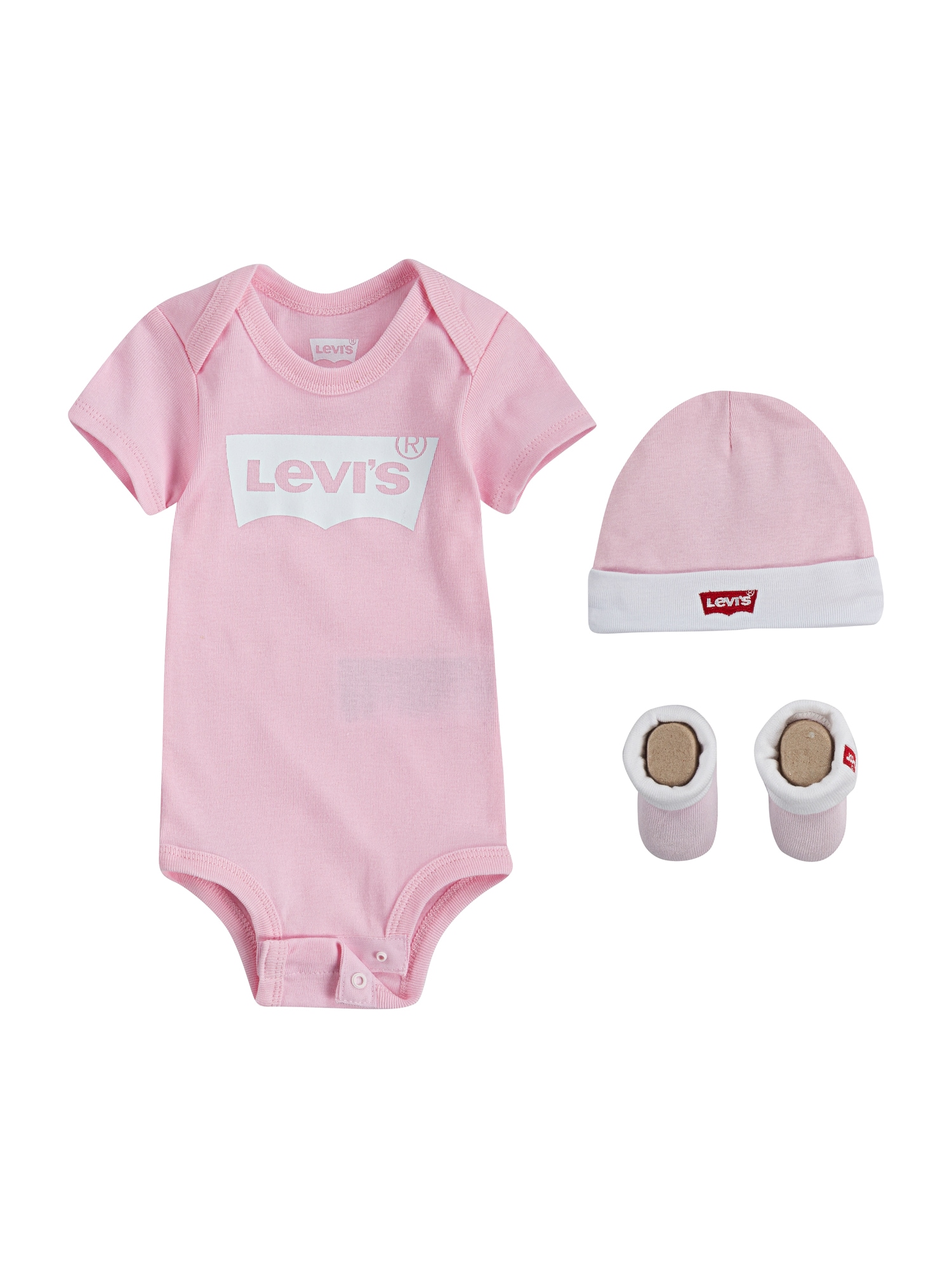 LEVI'S Pajac/bodi 'Classic Batwing Infant 3pc Set'  roza