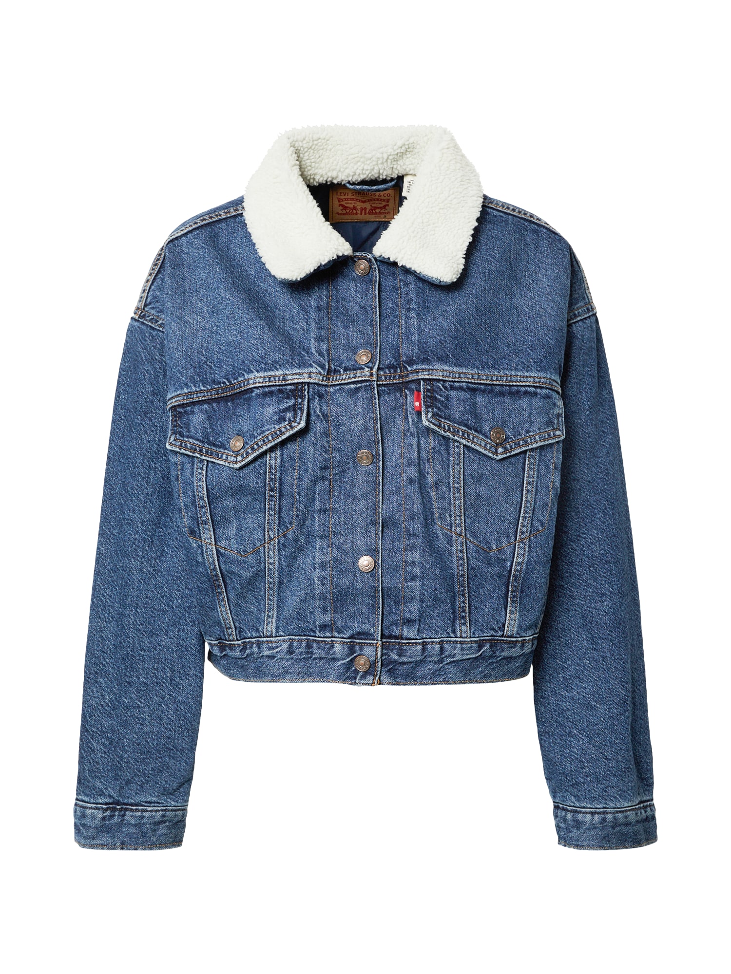 LEVI'S Prehodna jakna 'CROPPED LOOSE SHERPA'  moder denim