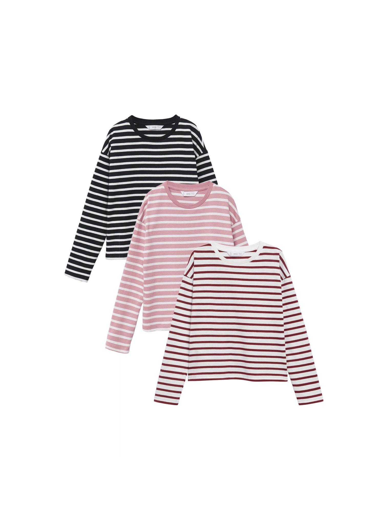 MANGO KIDS Majica  roza / bordo / črna / off-bela