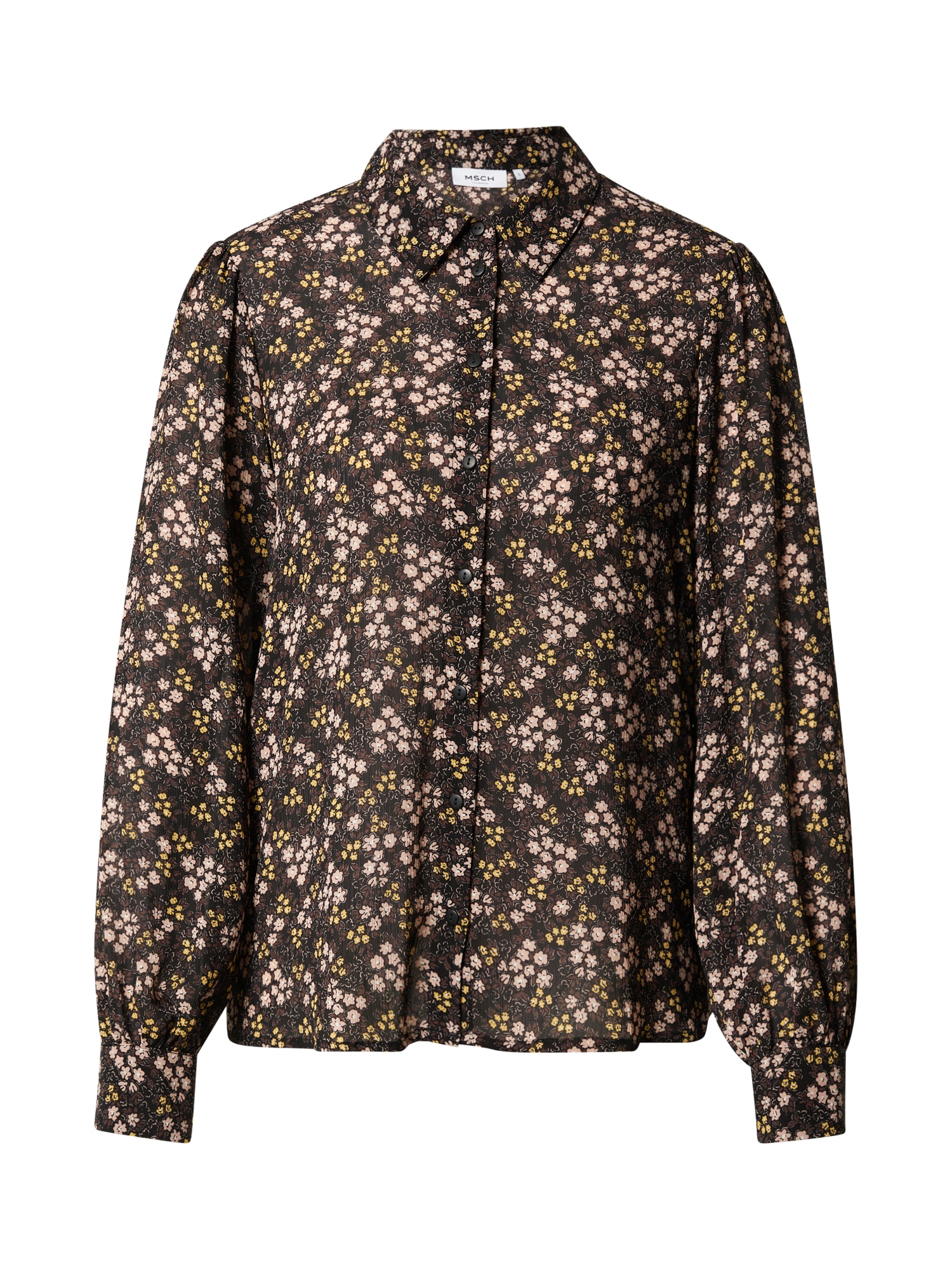 MOSS COPENHAGEN Bluza 'Iluna Rikkelie'  rjava / rumena / roza / črna / bela