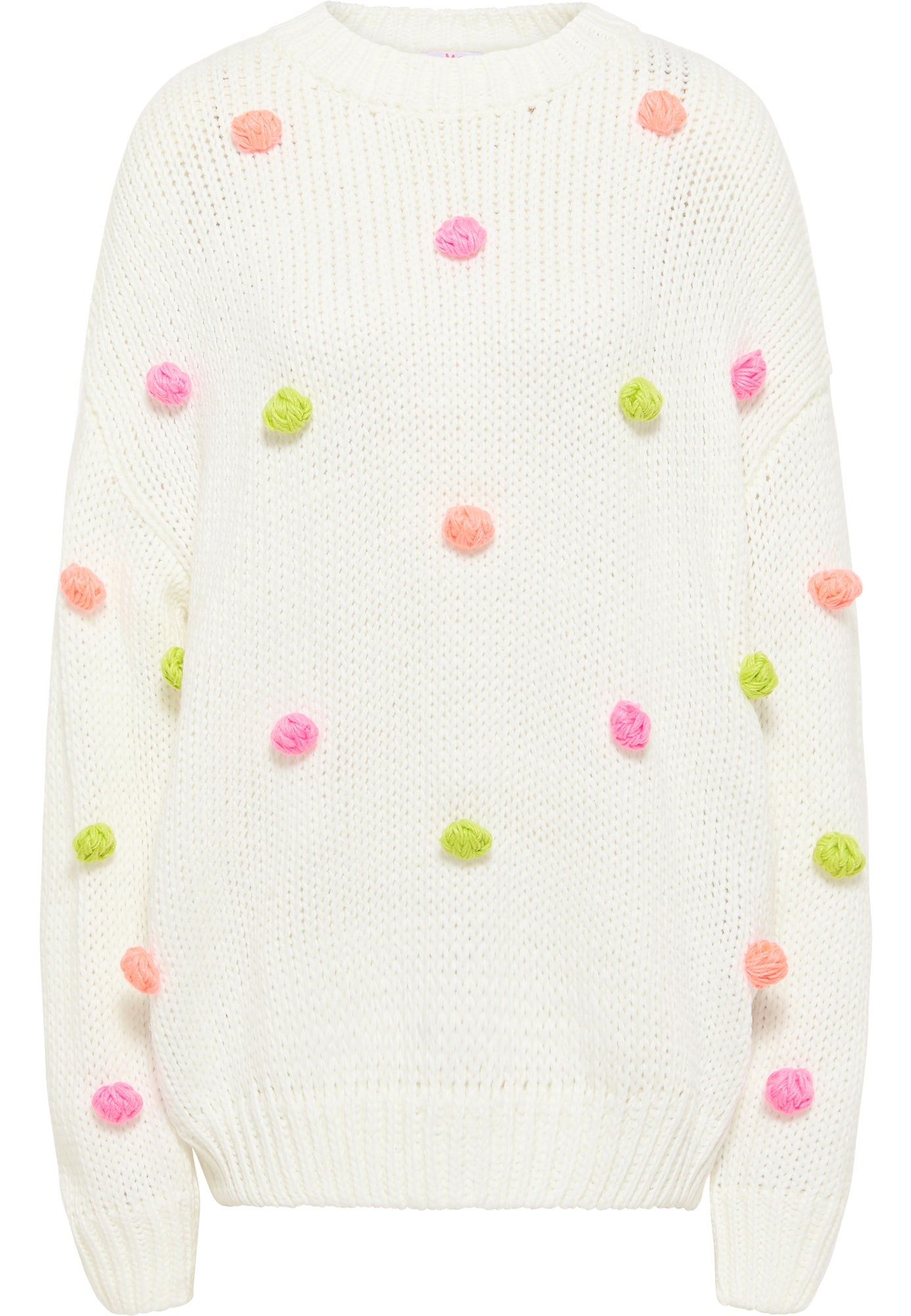 MYMO Širok pulover  limeta / korala / roza / bela