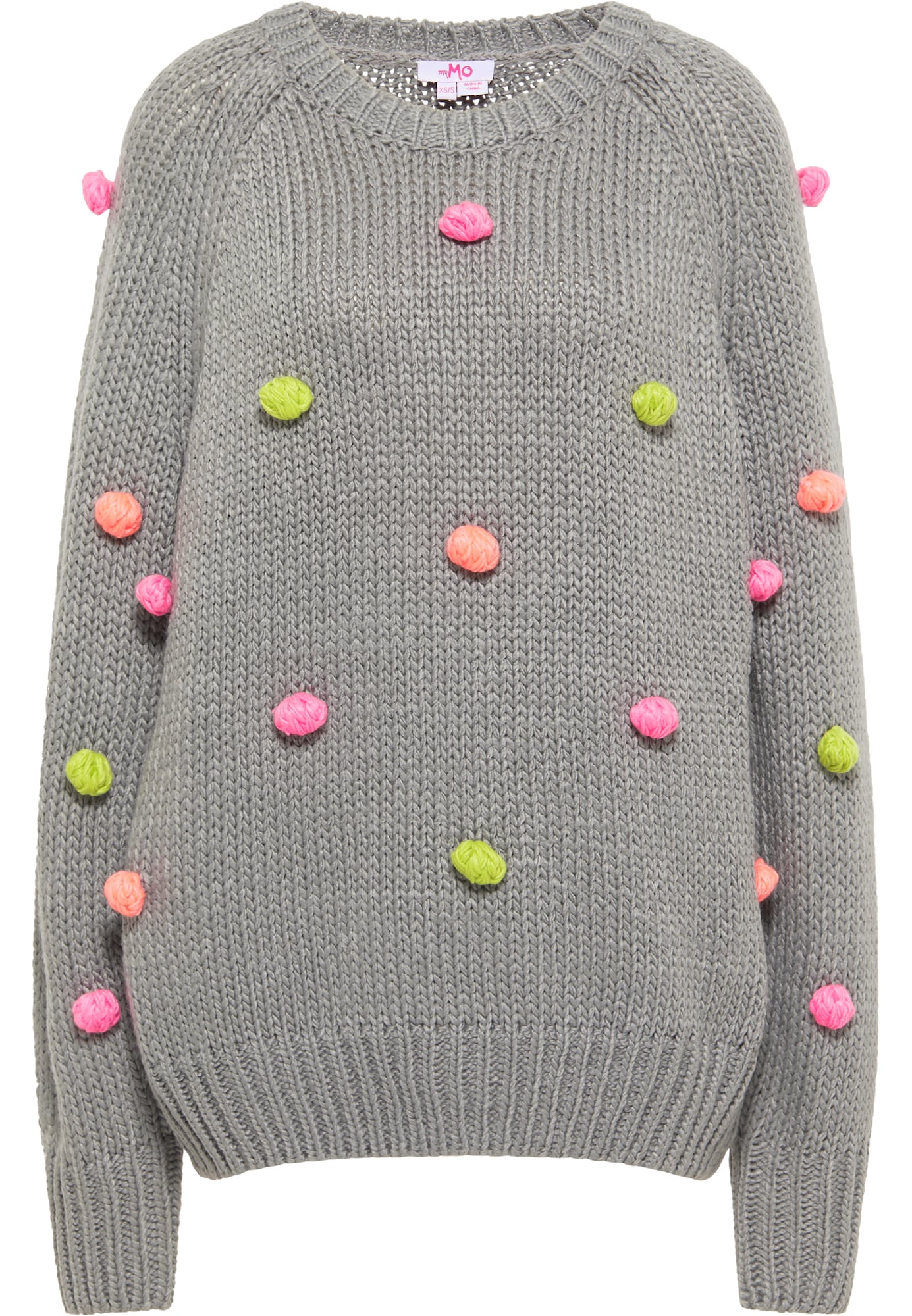 MYMO Širok pulover  siva / kivi / korala / roza