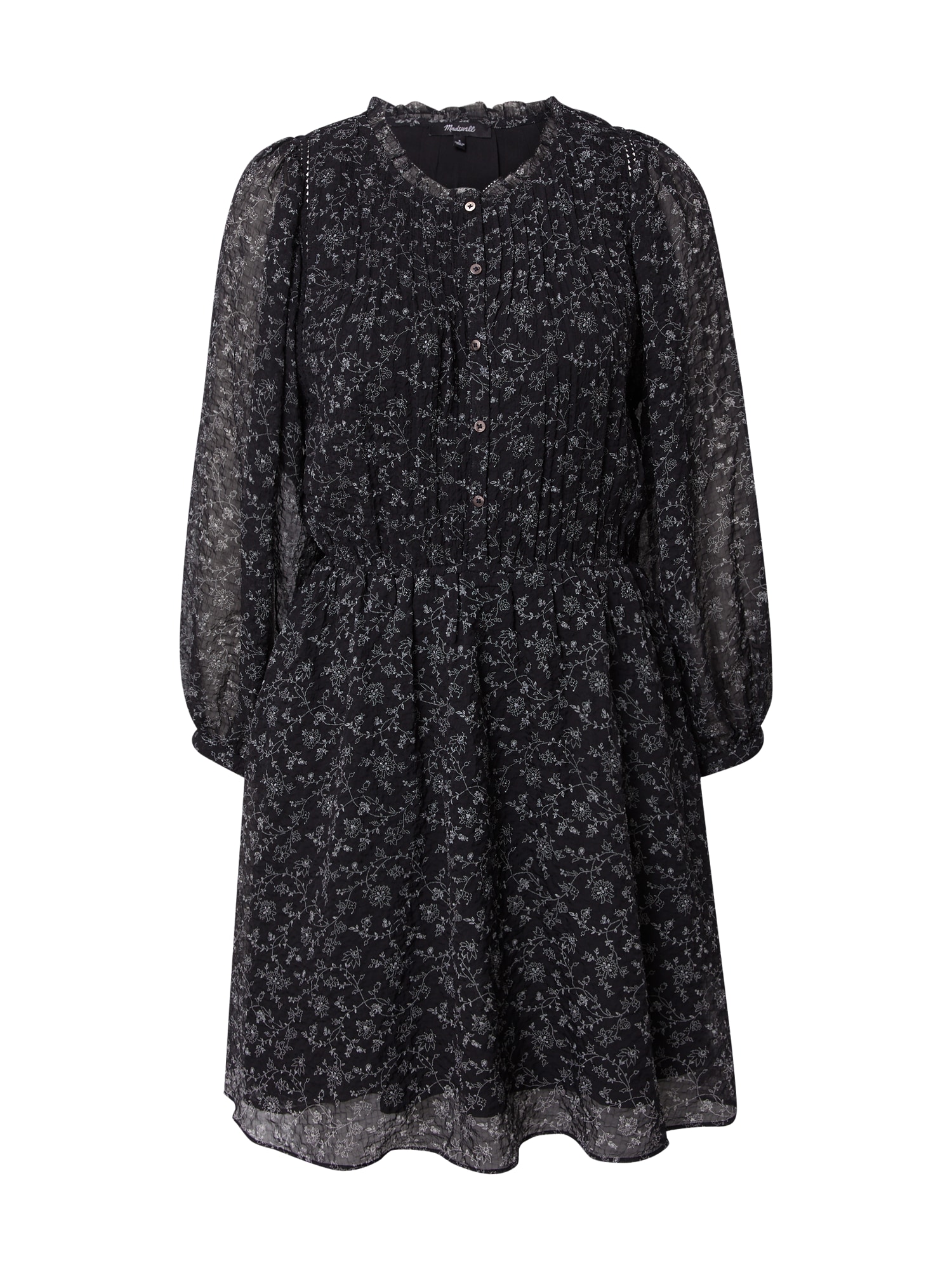 Madewell Dolga srajca  srebrno-siva / črna
