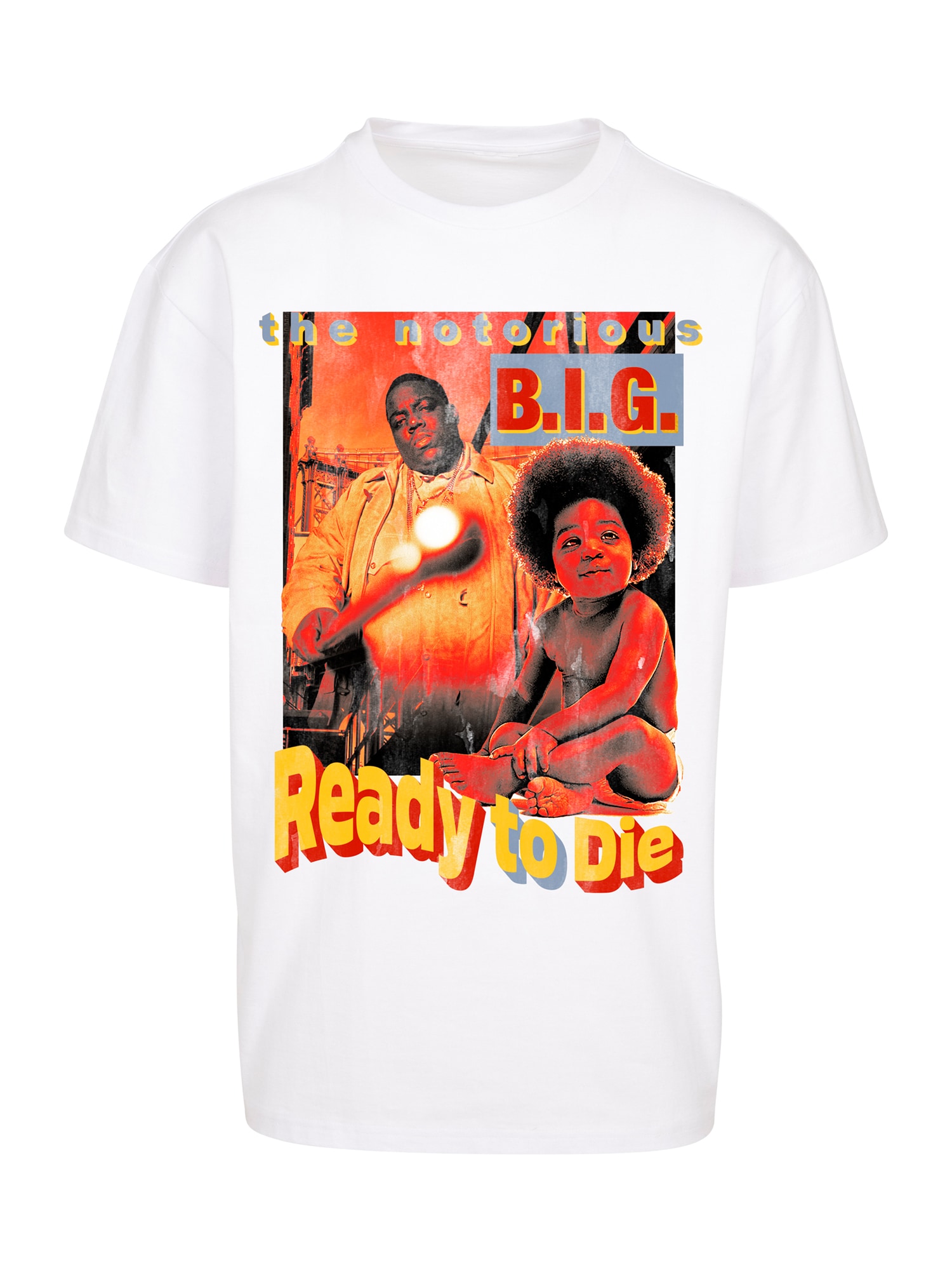 Mister Tee Majica 'Biggie Ready To Die'  pastelno modra / rumena / rdeča / črna / bela