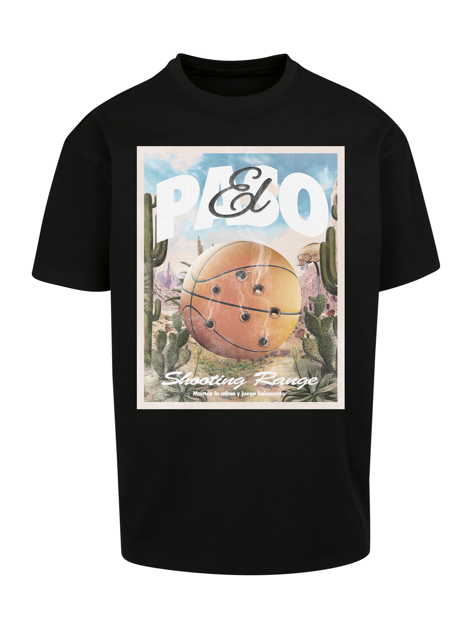 Mister Tee Majica 'El Paso'  svetlo modra / mešane barve / pastelno oranžna / črna