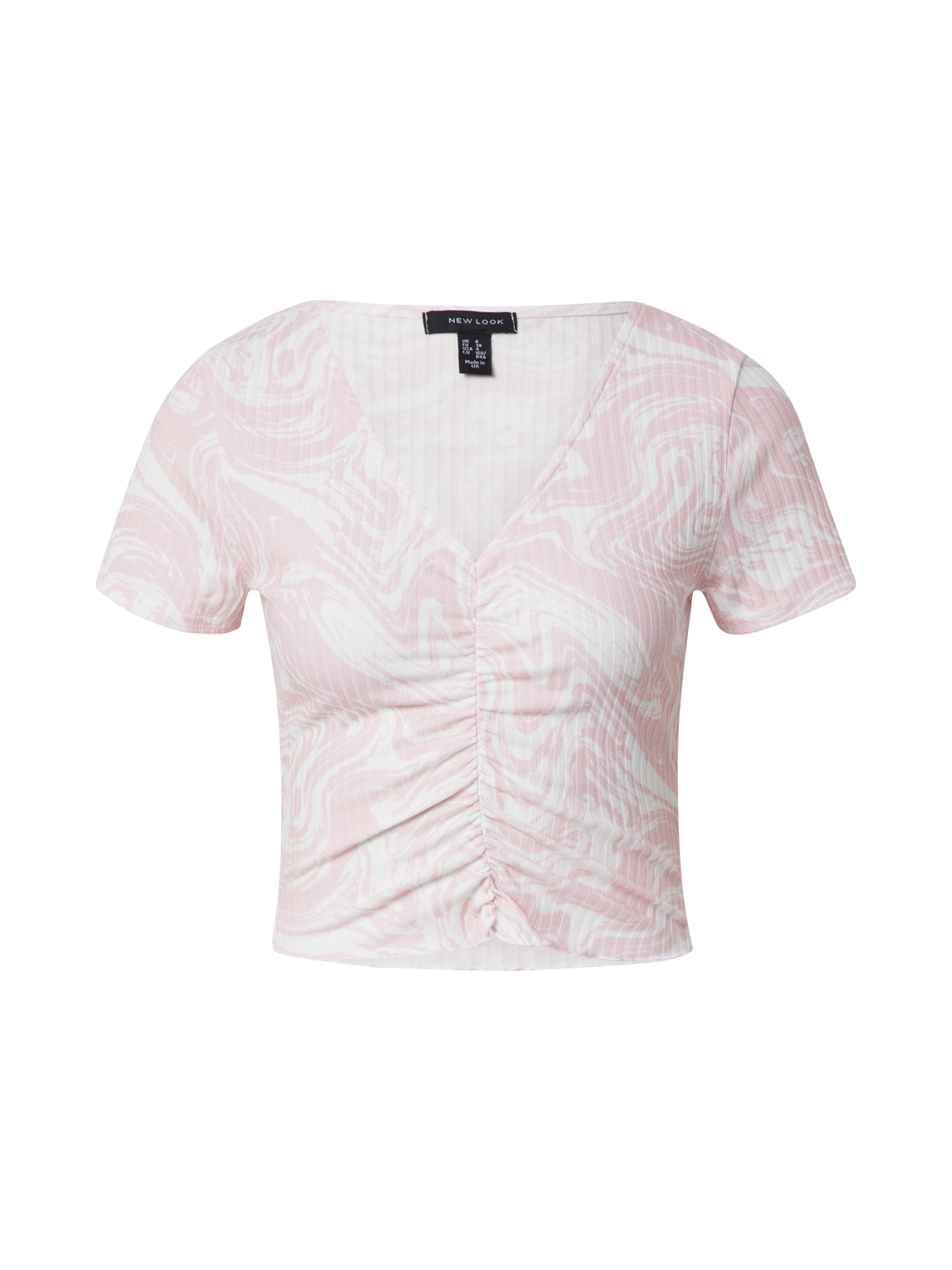 NEW LOOK Majica 'MARBLE'  roza / bela
