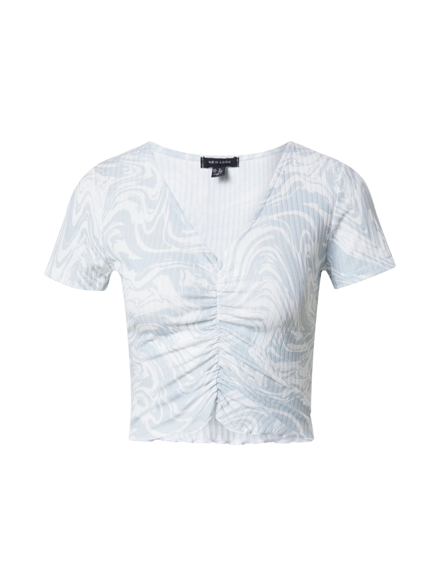 NEW LOOK Majica 'MARBLE'  svetlo modra / bela