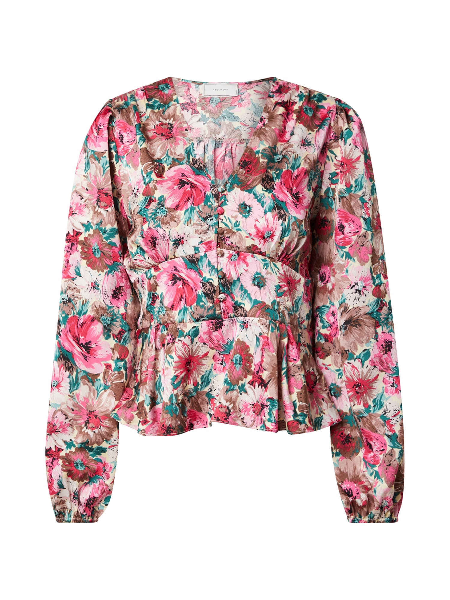 Neo Noir Bluza 'Meryl'  svetlo rjava / svetlo rumena / žad / fuksija / roza